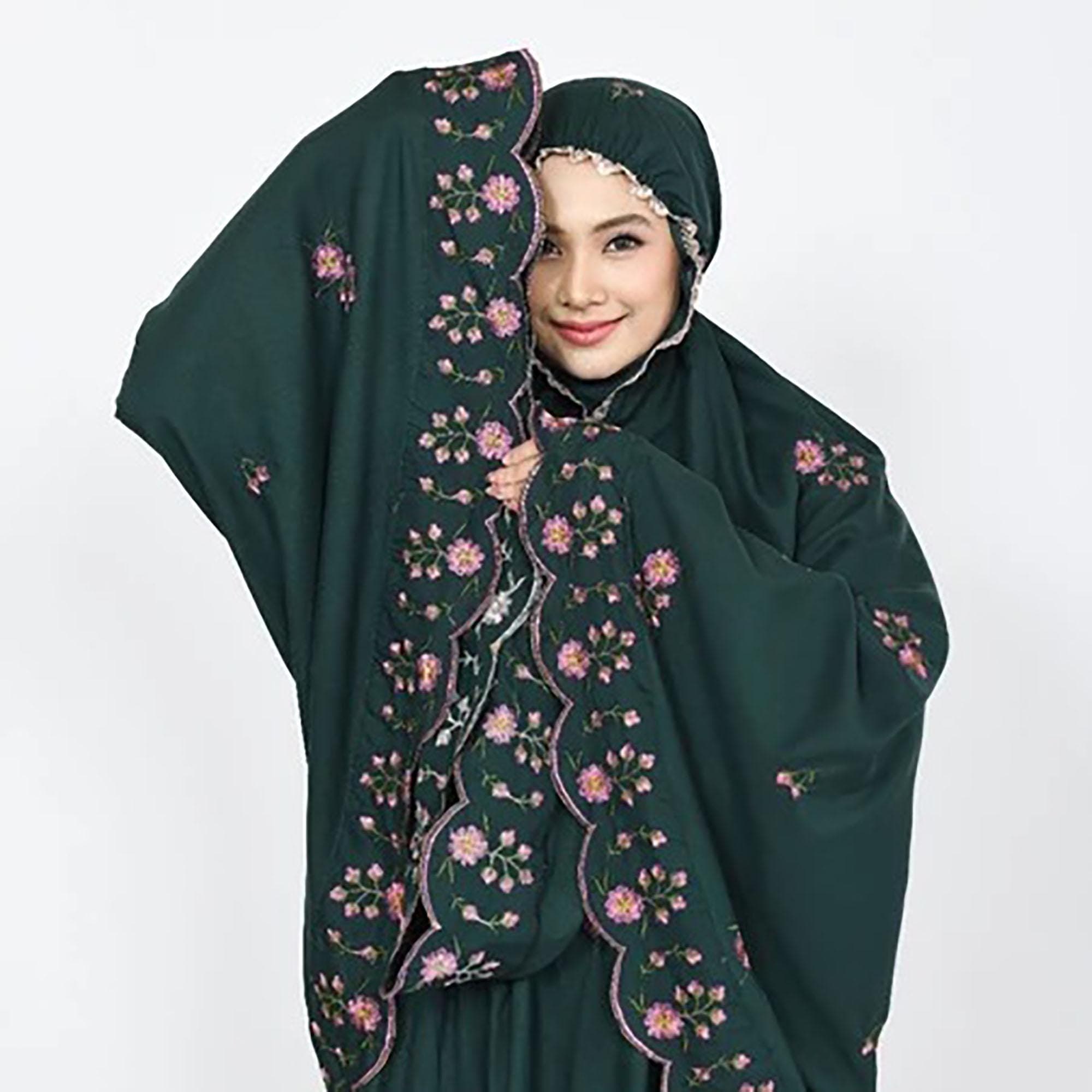 Cotton Prayer Dress | Rose Embroidery, Soft Breathable Mukena Set - image 5
