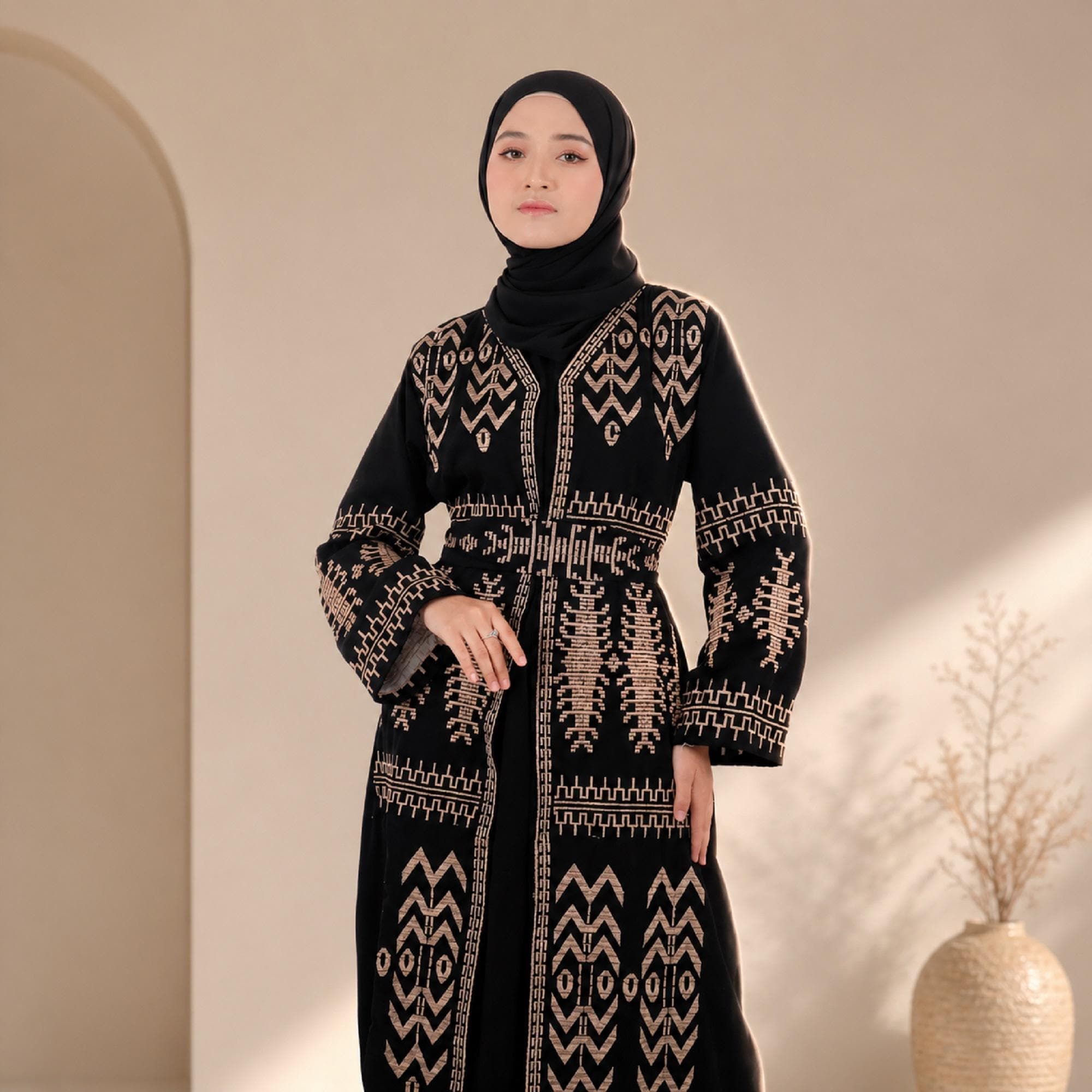 Black Turkish Abaya Dress – Modest Muslim Maxi Kaftan - image 3