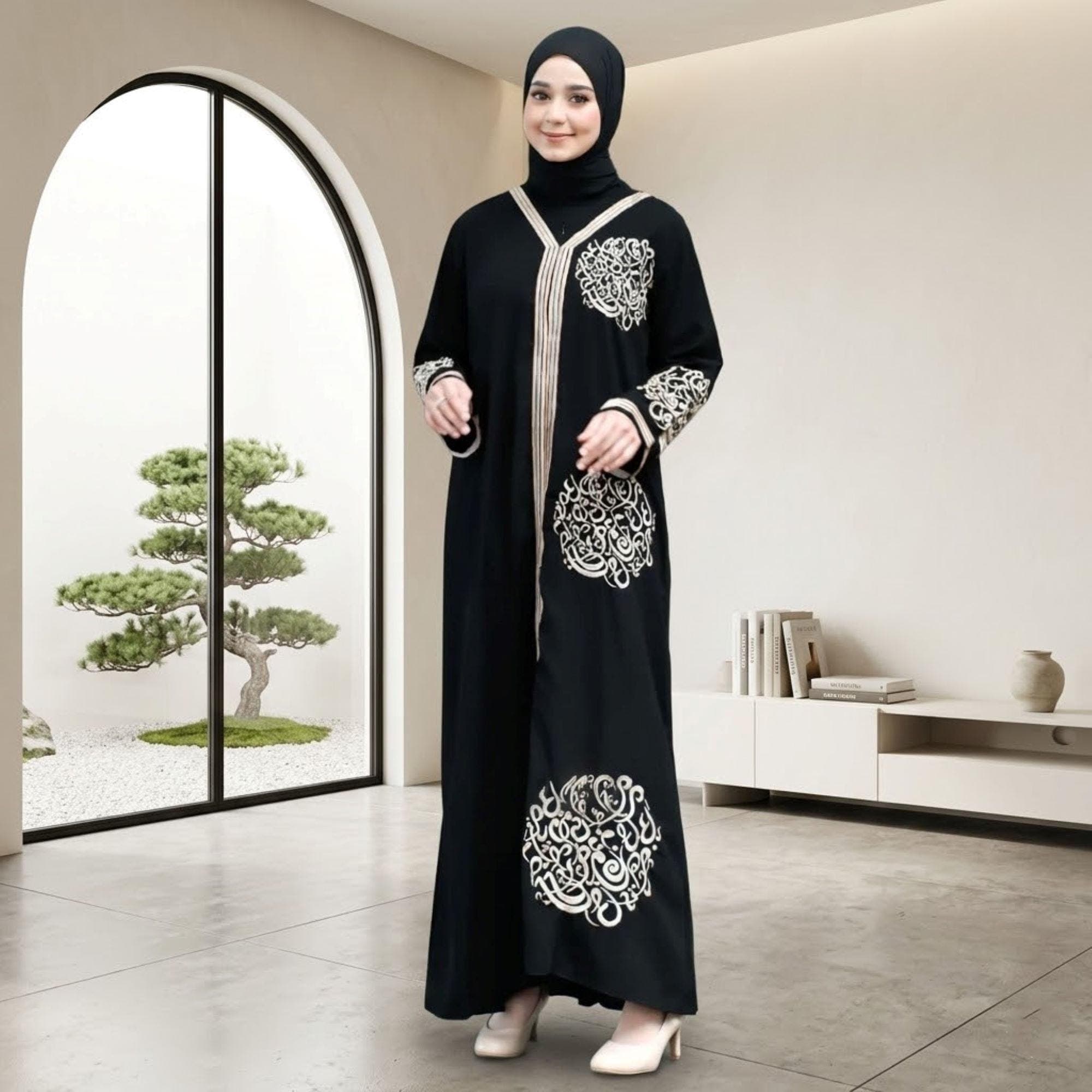 Embroidered Abaya Kaftan, Elegant Muslim Maxi Dress, Dubai Style Robe - image 4