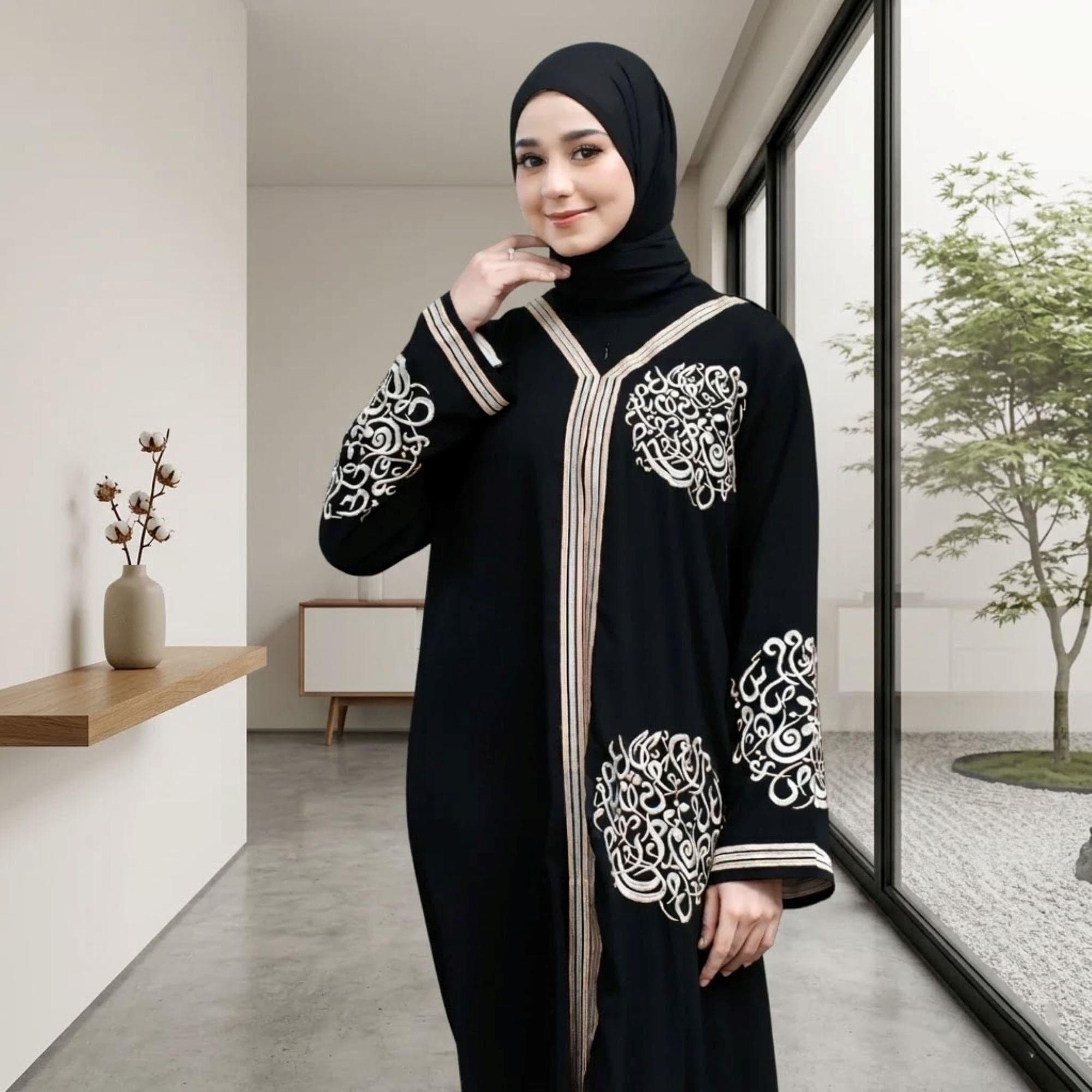Embroidered Abaya Kaftan, Elegant Muslim Maxi Dress, Dubai Style Robe - image 3