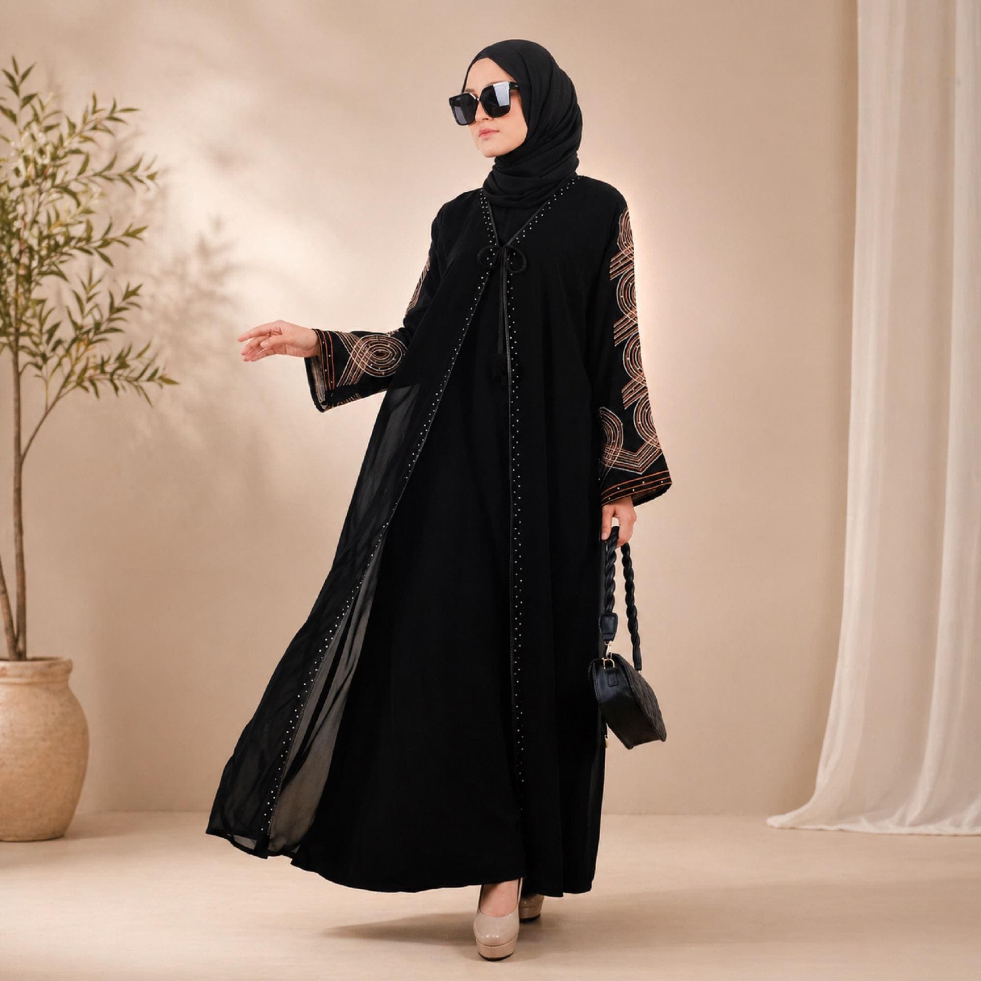 Black Turkish Abaya Maxi Dress – Modest Muslim Women Kaftan - image 3
