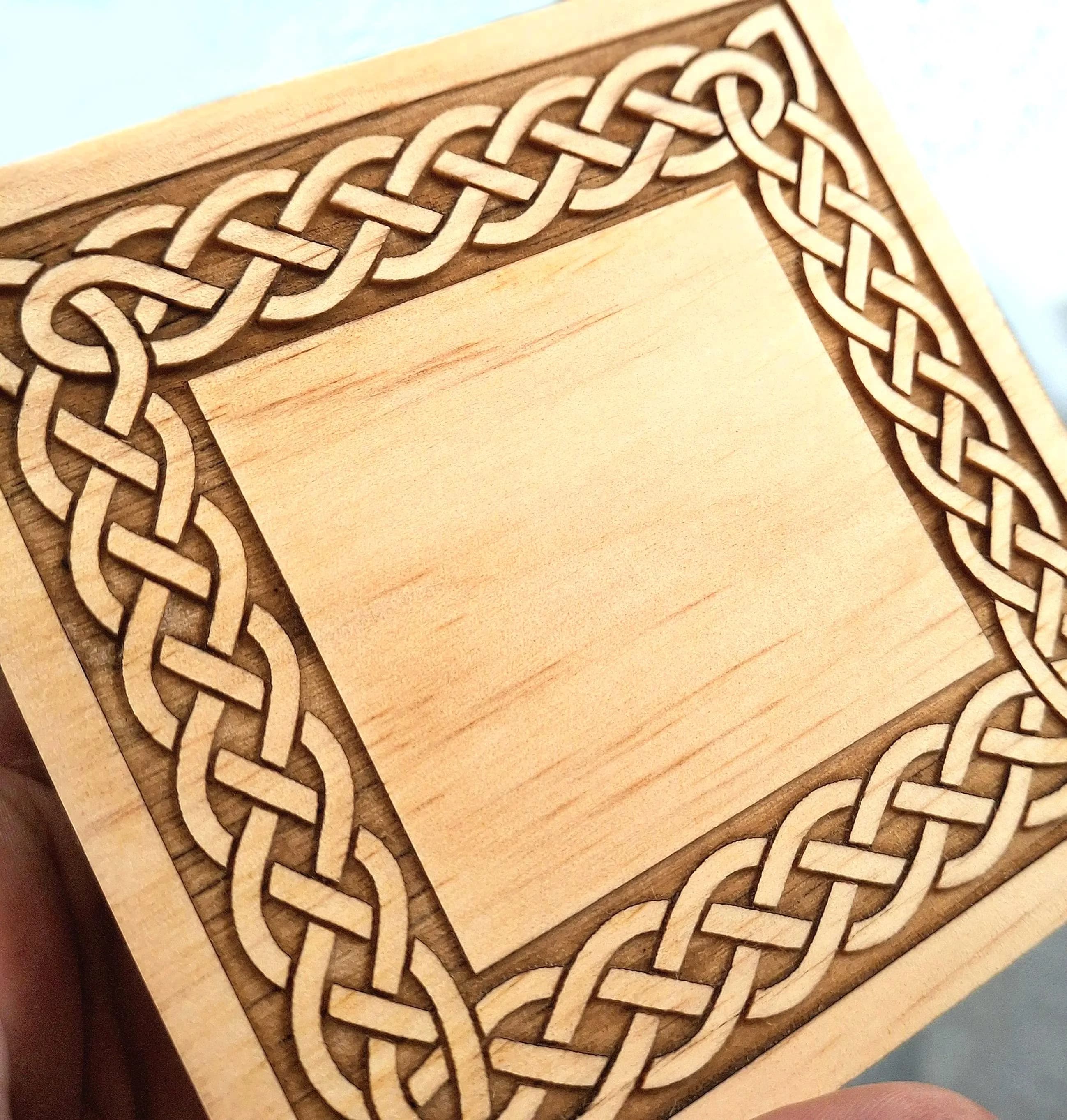 Engraved Celtic Square Wood Rosette, Decorative Window Trim, Corner Ornament, Architectural Decor - image 3