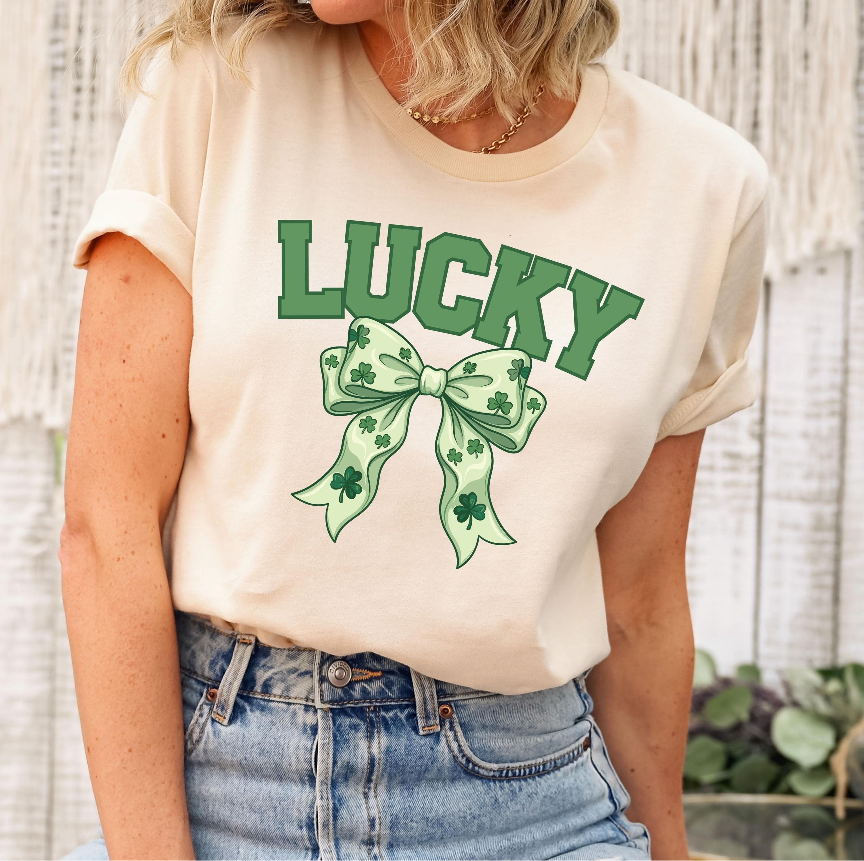 Preppy Lucky St Patrick's Day Png Svg | Retro Coquette St Patrick's Day Lucky Design | Shamrock Png for Cricut & Silhouette