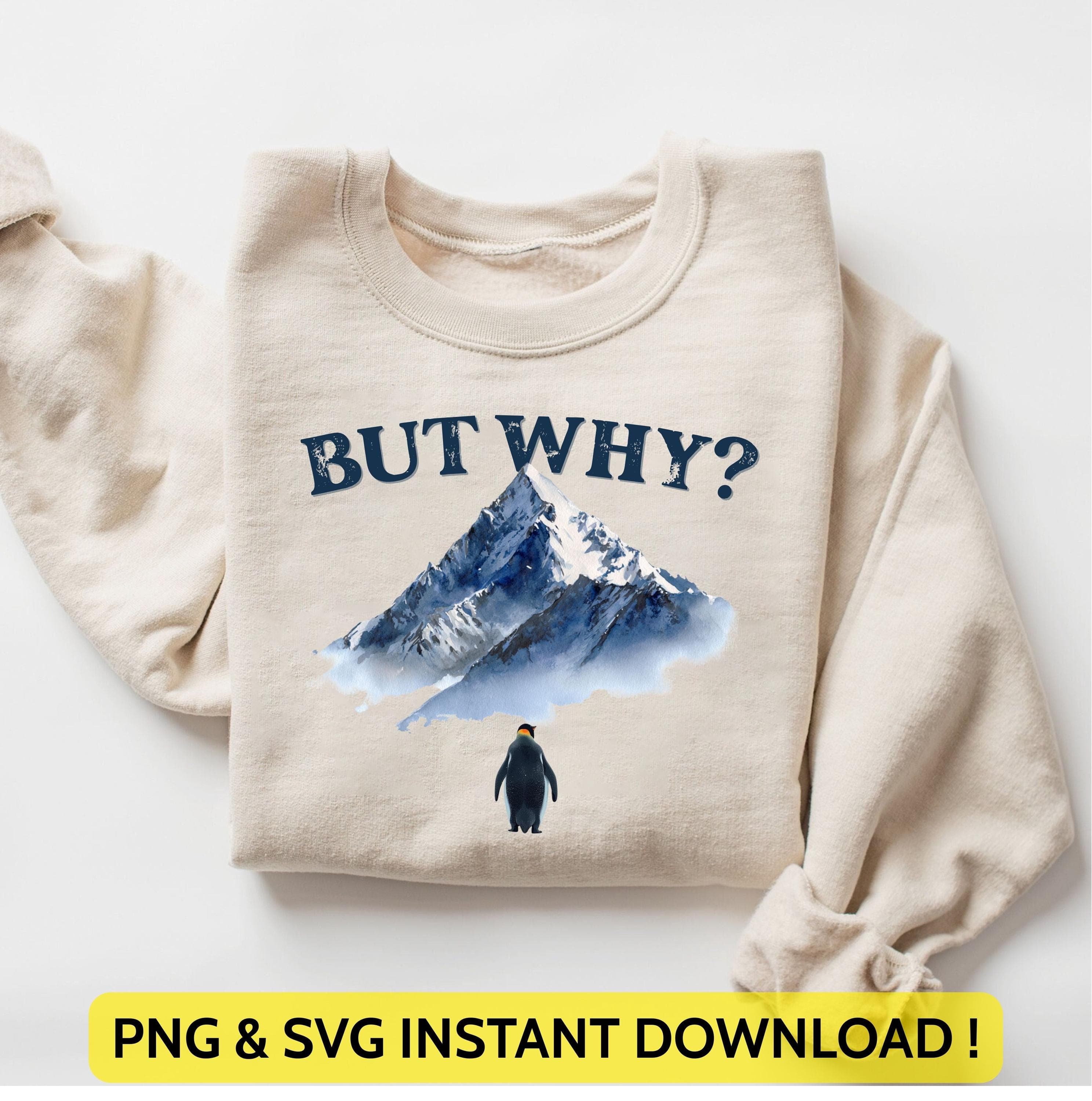 Vintage Nihilist Penguin Png Svg | But Why Meme Retro Snow Art | But Why Penguin for Cricut & Silhouette