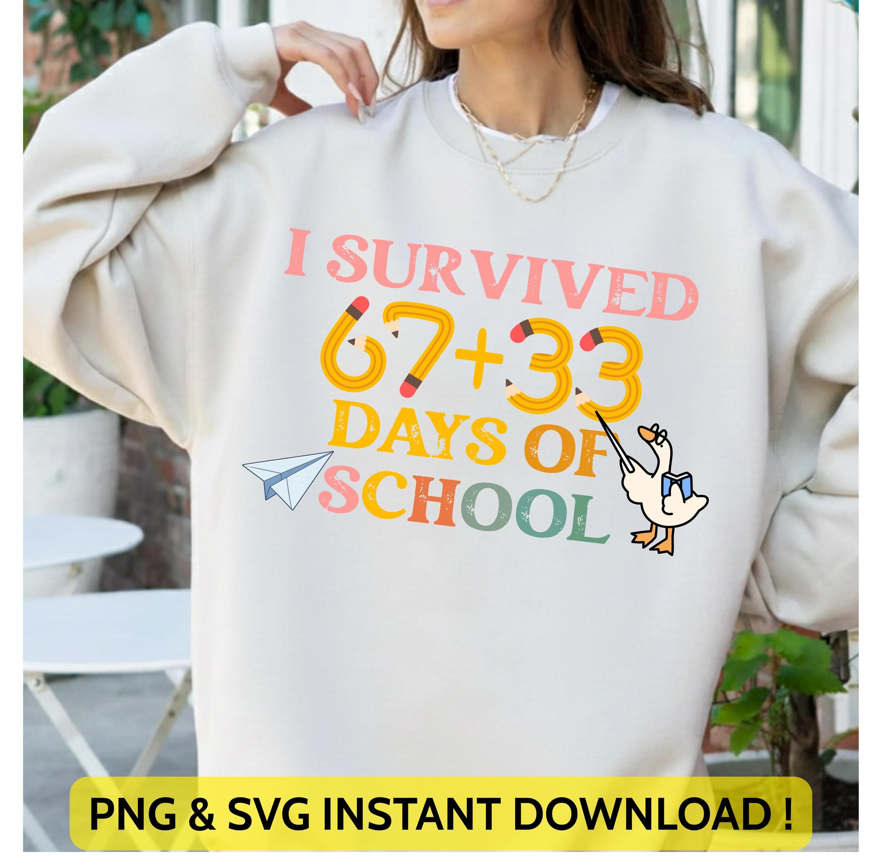 I Survived 100 Days Of School Png Svg | I Survived 67 Days Of School | Teacher Student Gift | 100th Day Of School for Cricut & Silhouette