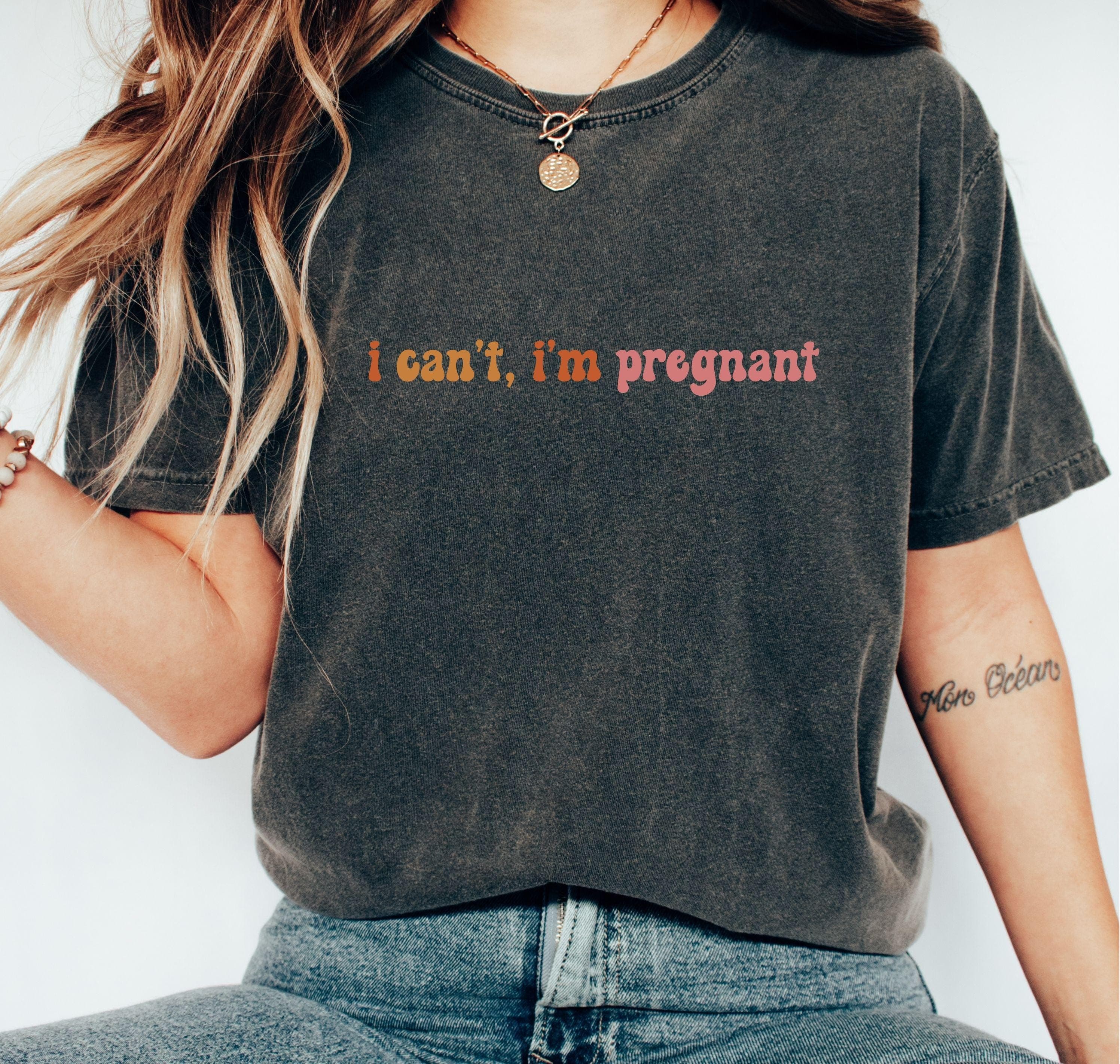 I Can't I'm Pregnant Png Svg | Pregnancy Announcement Tee | New Mom To Be Design | Funny Mom Art for Cricut & Silhouette