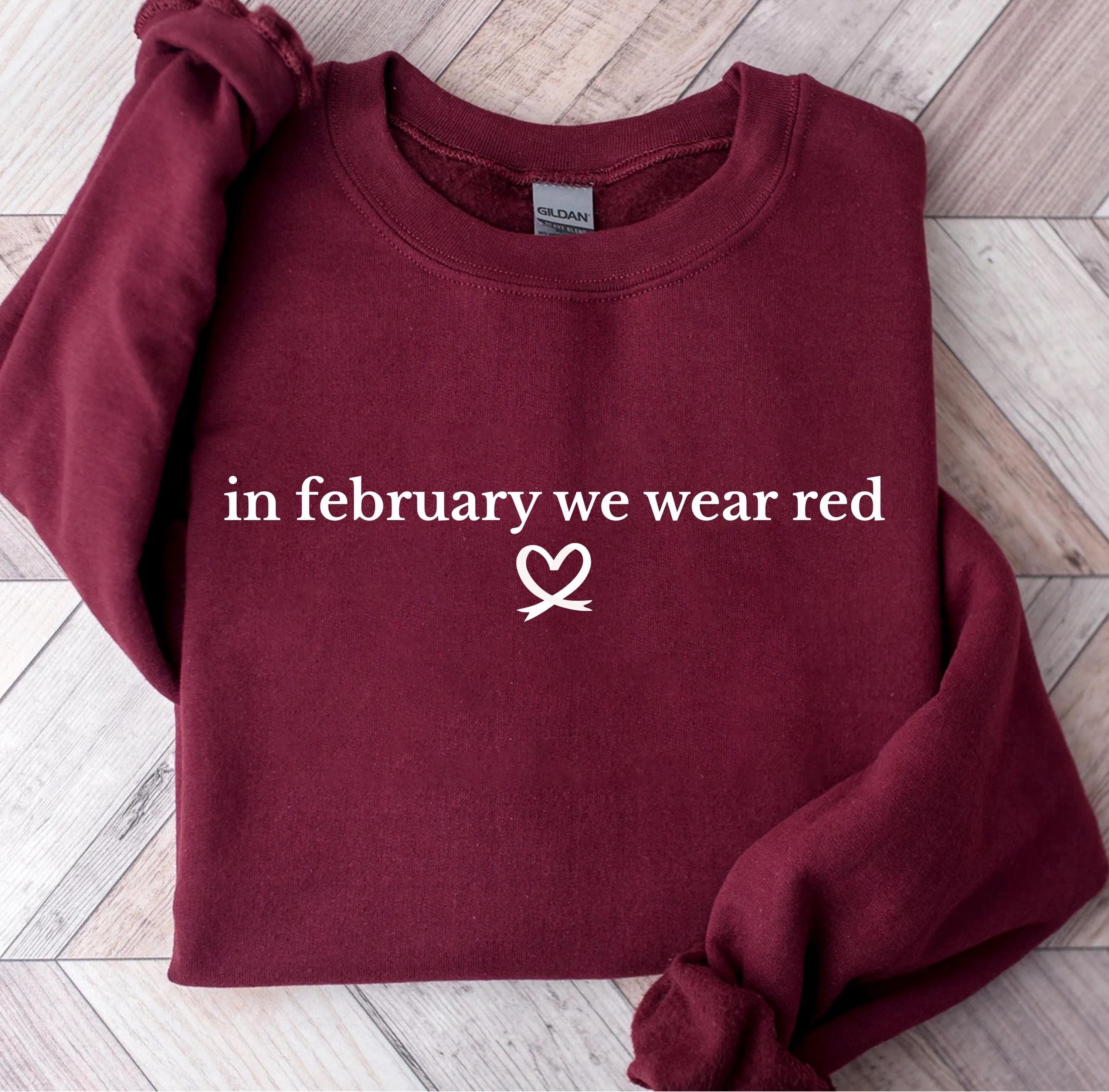 In February We Wear Red Png Svg | Heart Disease Awareness Design | Medical Awareness Art | Red Heart for Cricut & Silhouette