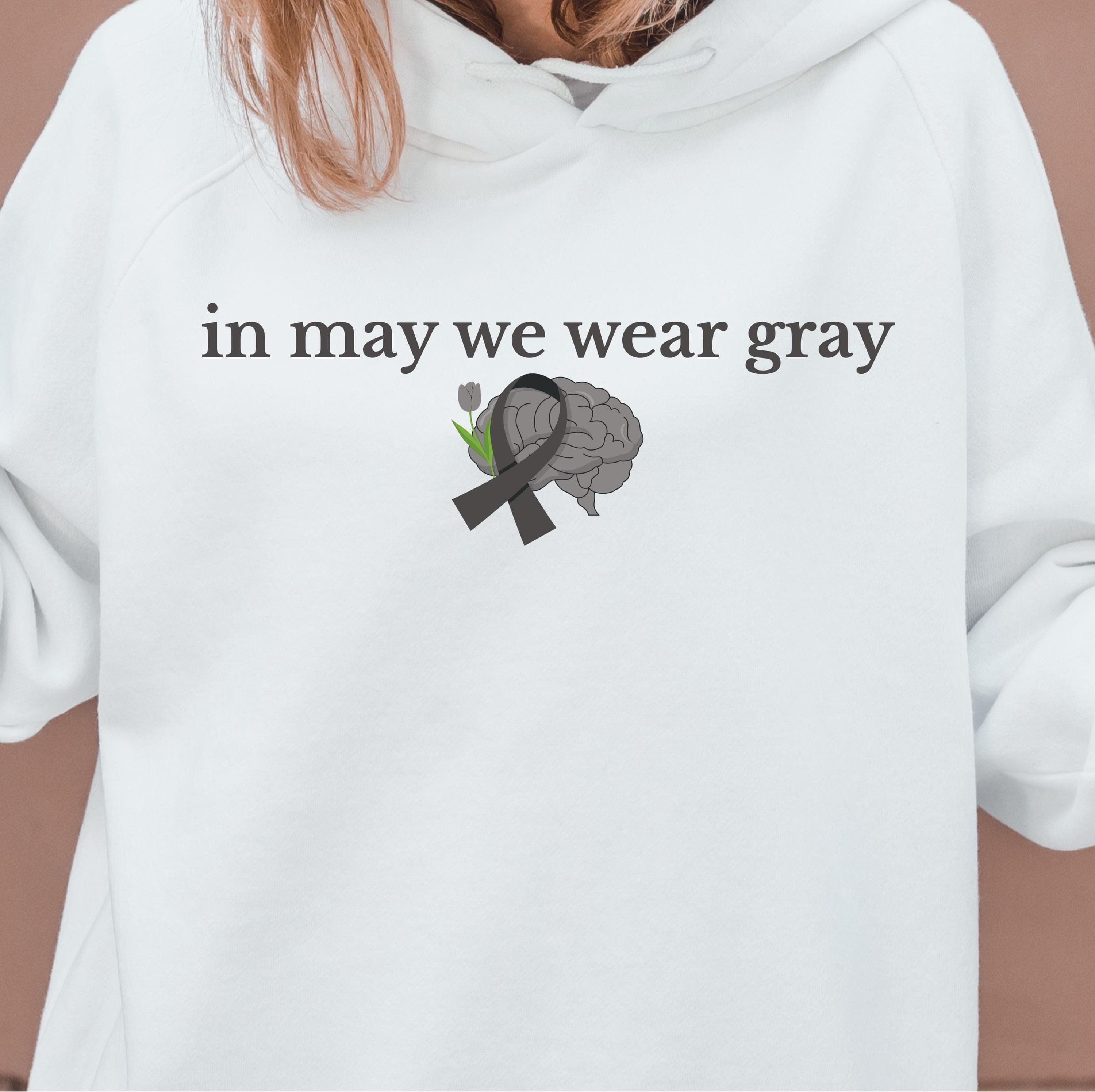 In May We Wear Gray Png Svg | Brain Cancer Awareness | Brain Tumor Awareness | Go Gray In May | Gray Ribbon Design for Cricut & Silhouette