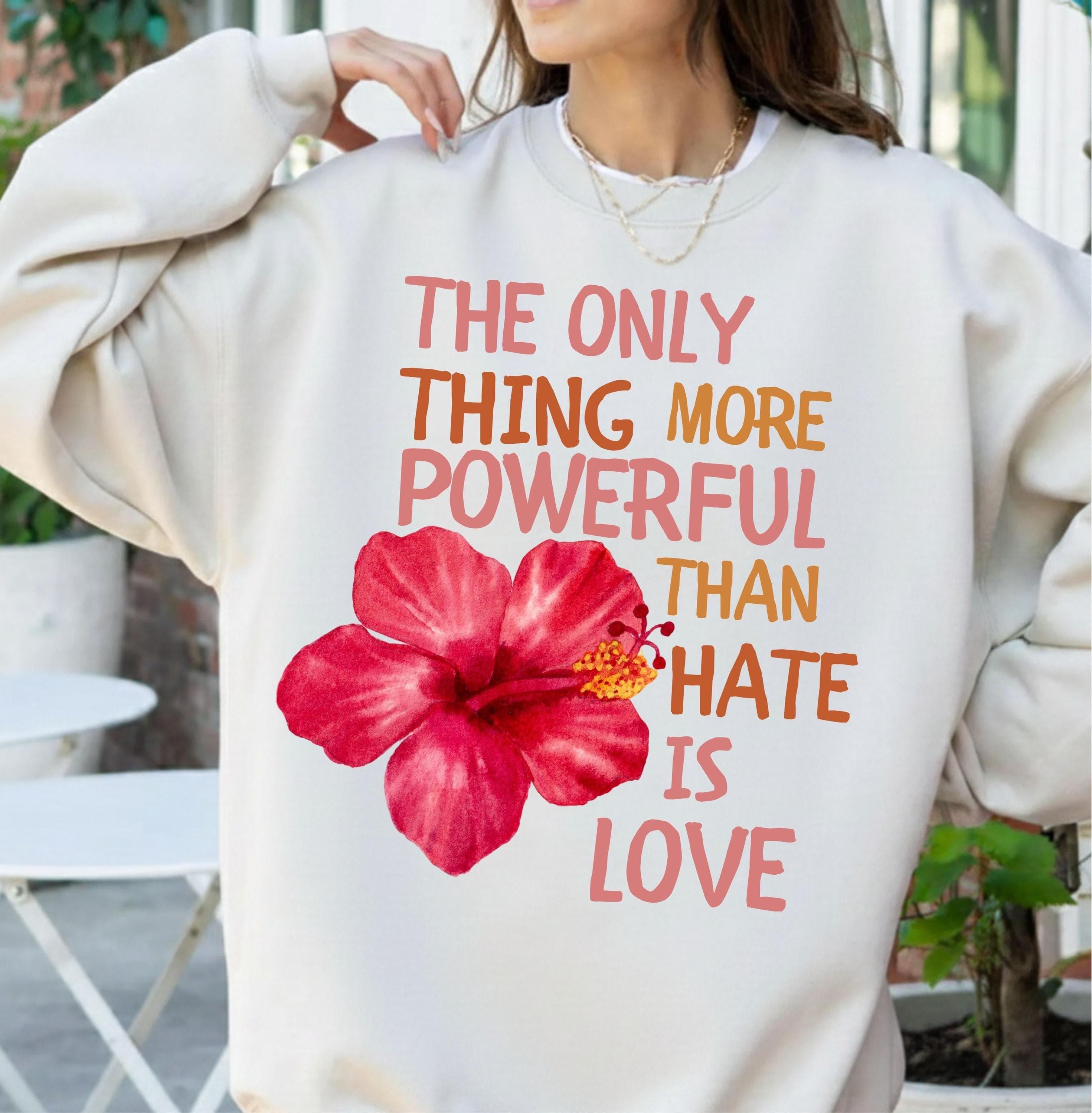 The Only Thing More Powerful Than Hate is Love Svg Png | Superbowl 2026 Shirt Design | Anti Trump Quote for Cricut & Silhouette