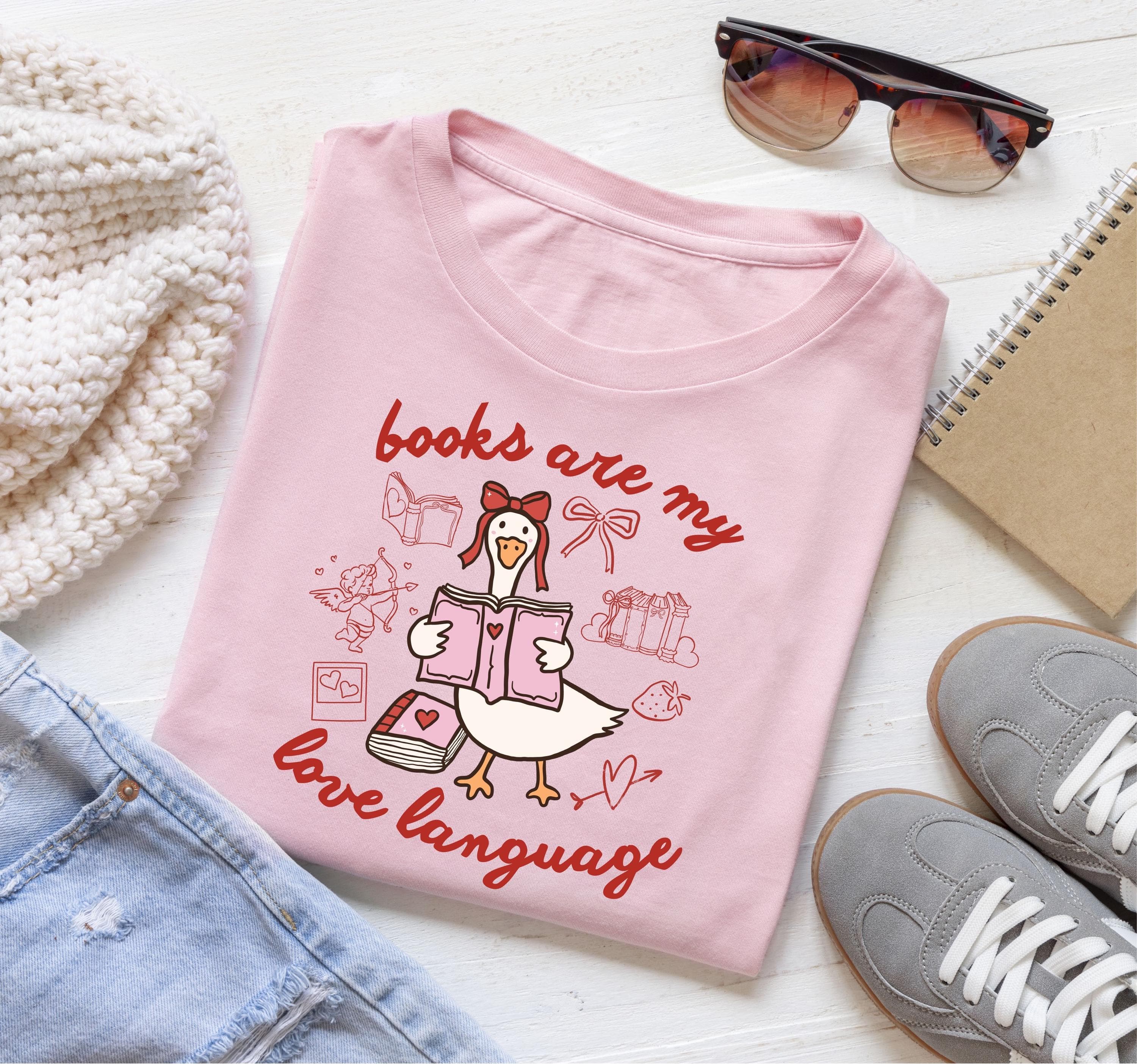 Books Are My Love Language Png Svg | Coquette Book Lover Design | Bookish Valentines Day Shirt Art for Cricut & Silhouette