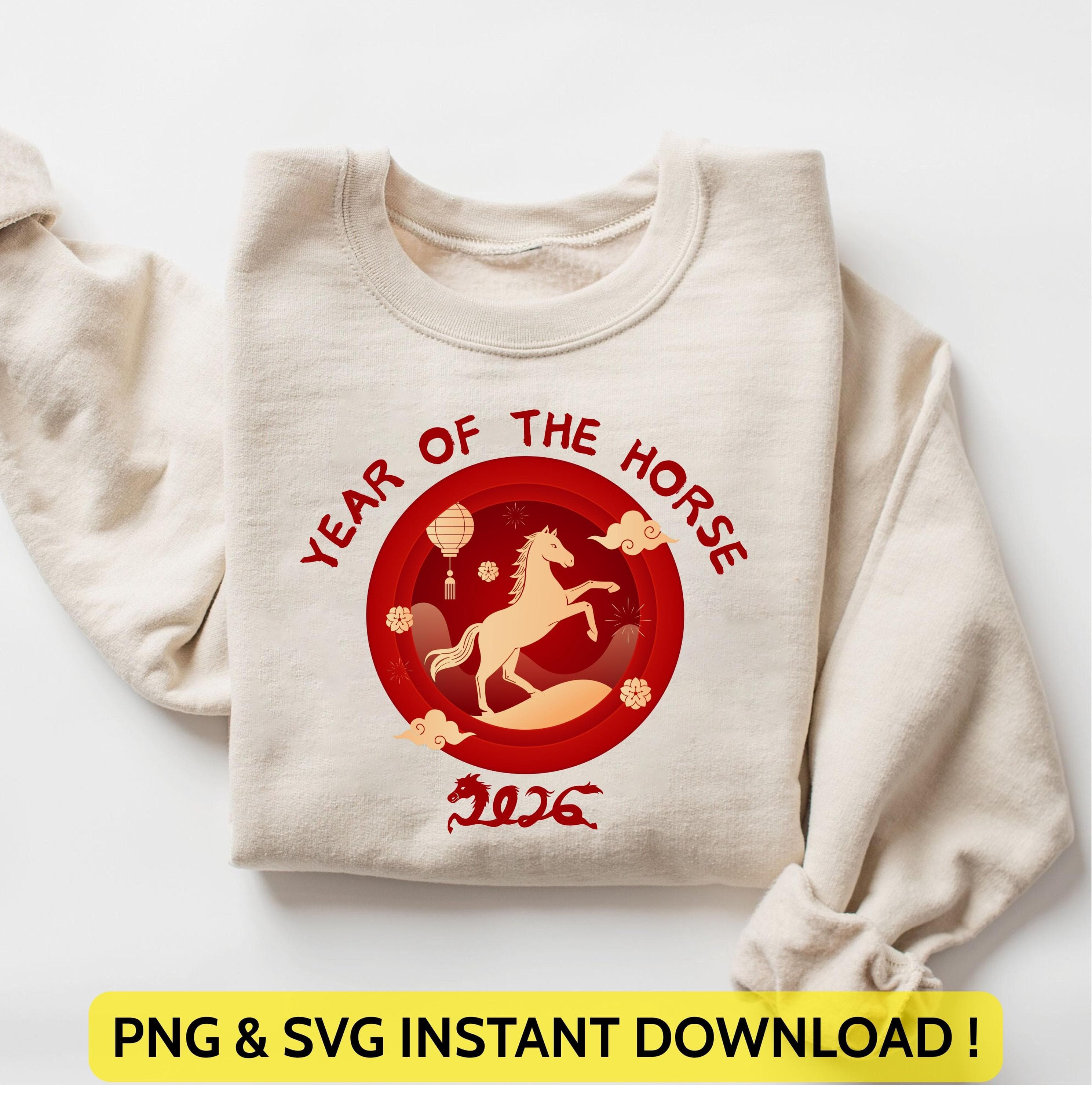 Year Of The Horse 2026 Png Svg | Chinese Zodiac Png | Lunar New Year | Chinese Horse New Year Design for Cricut & Silhouette