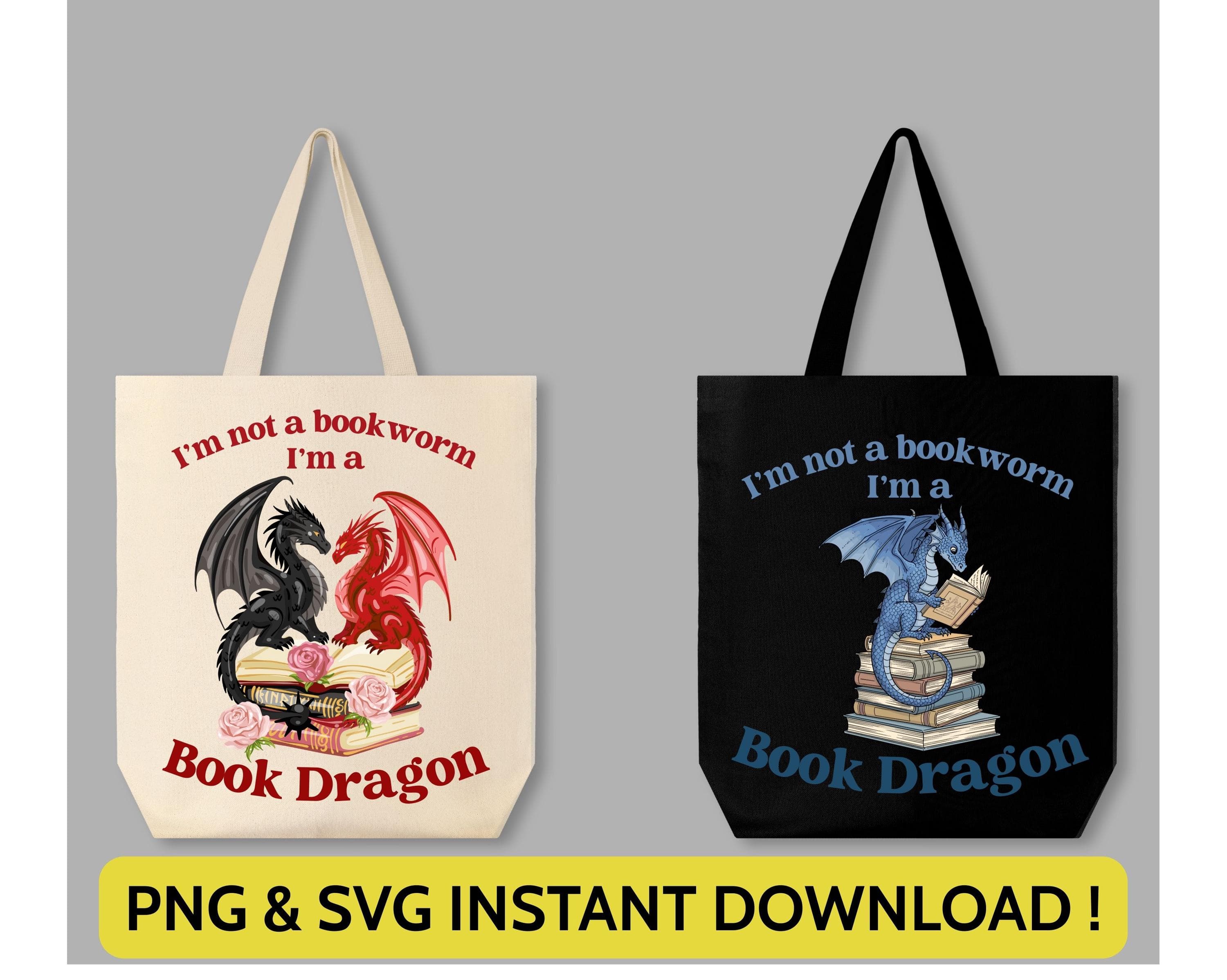 Book Dragon Png Svg | Book Lover 2 Png Svg |  I'm Not A Bookworm | Fantasy Reader | Dragon Lover Gift for Cricut & Silhouette