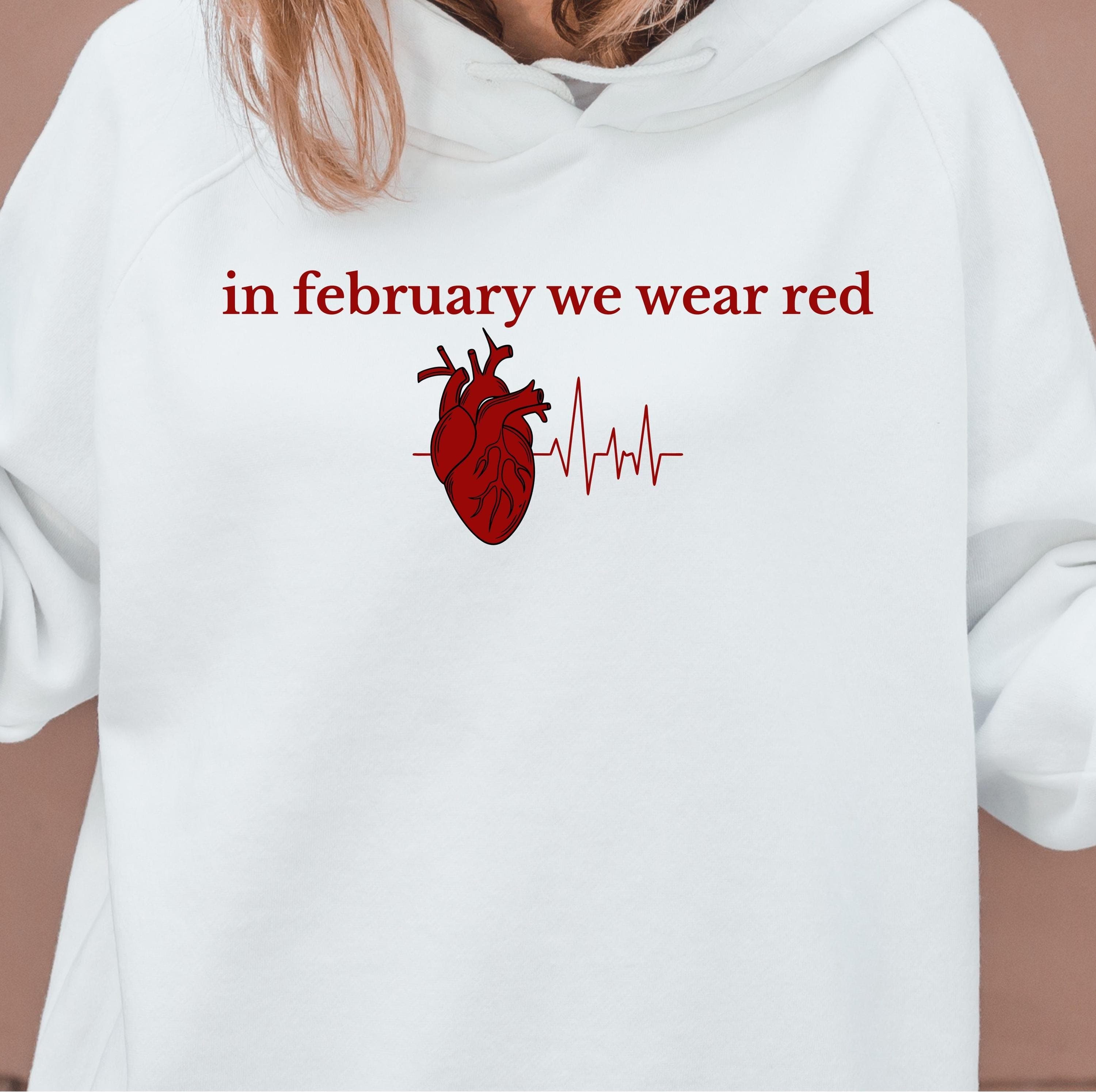 In February We Wear Red Png Svg | Heart Disease Awareness | Red Heart Design | Medical Awareness Art for Cricut & Silhouette