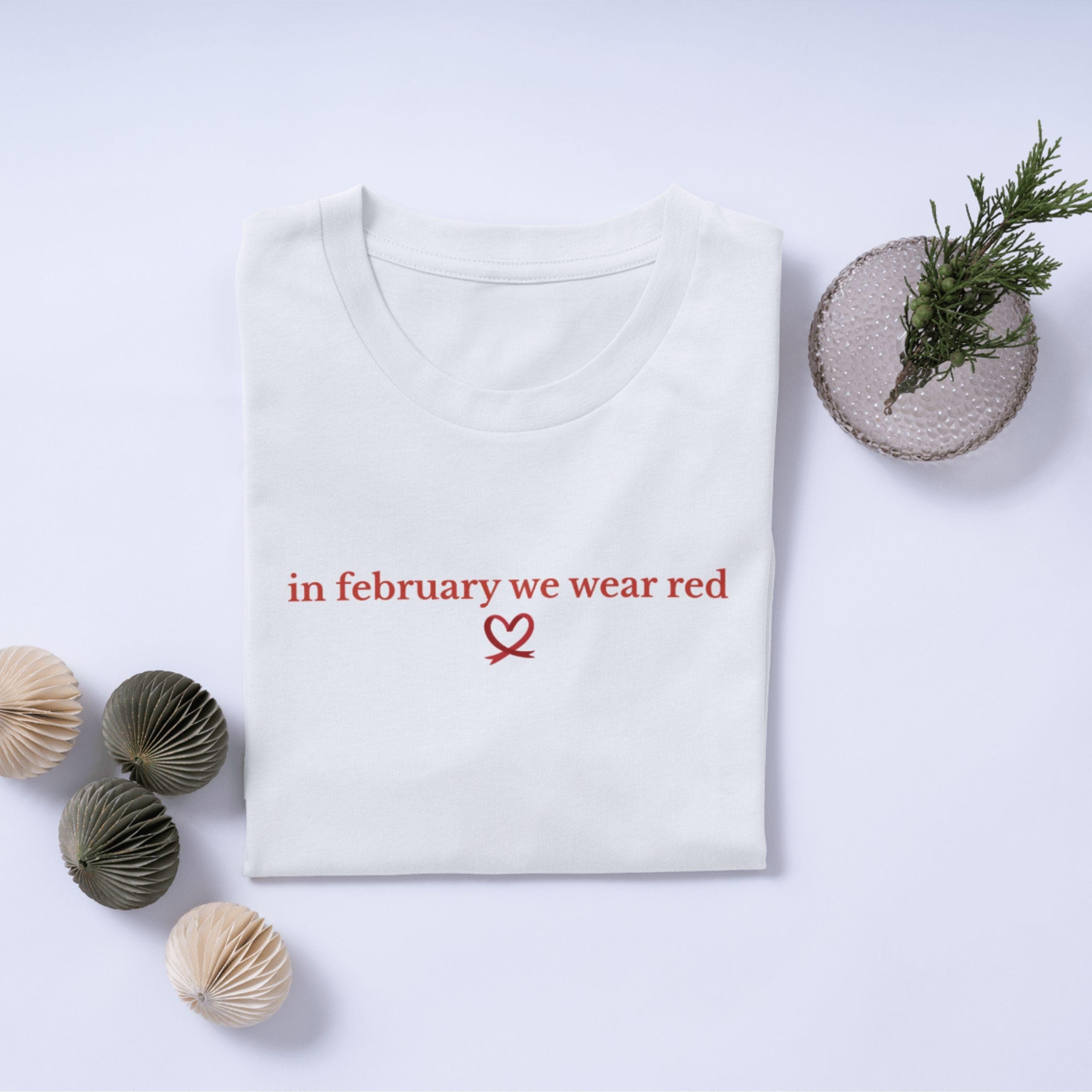 In February We Wear Red Png Svg | Heart Disease Awareness Design | Medical Awareness Art | Red Heart for Cricut & Silhouette