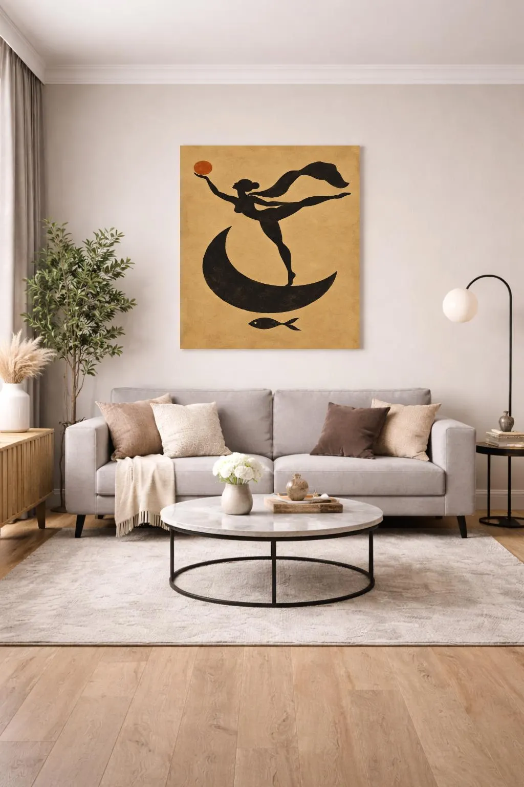 Feminine Silhouette Framed Canvas Art, Minimalist Celestial Extra Large Wall Decor - image 5