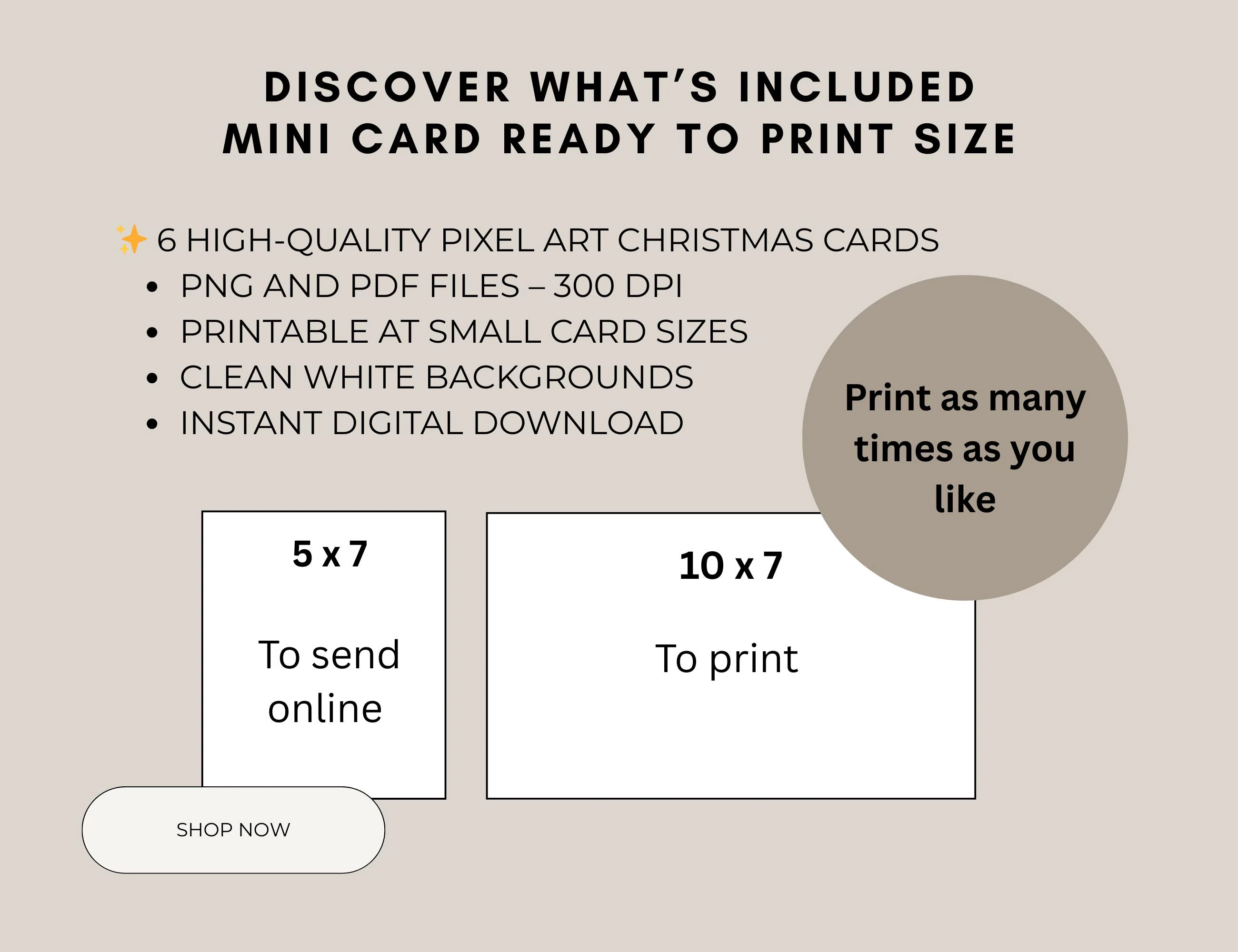Printable mini holiday cards cute Christmas card set digital download aesthetic winter greeting cards instant download festive gift tags - image 3