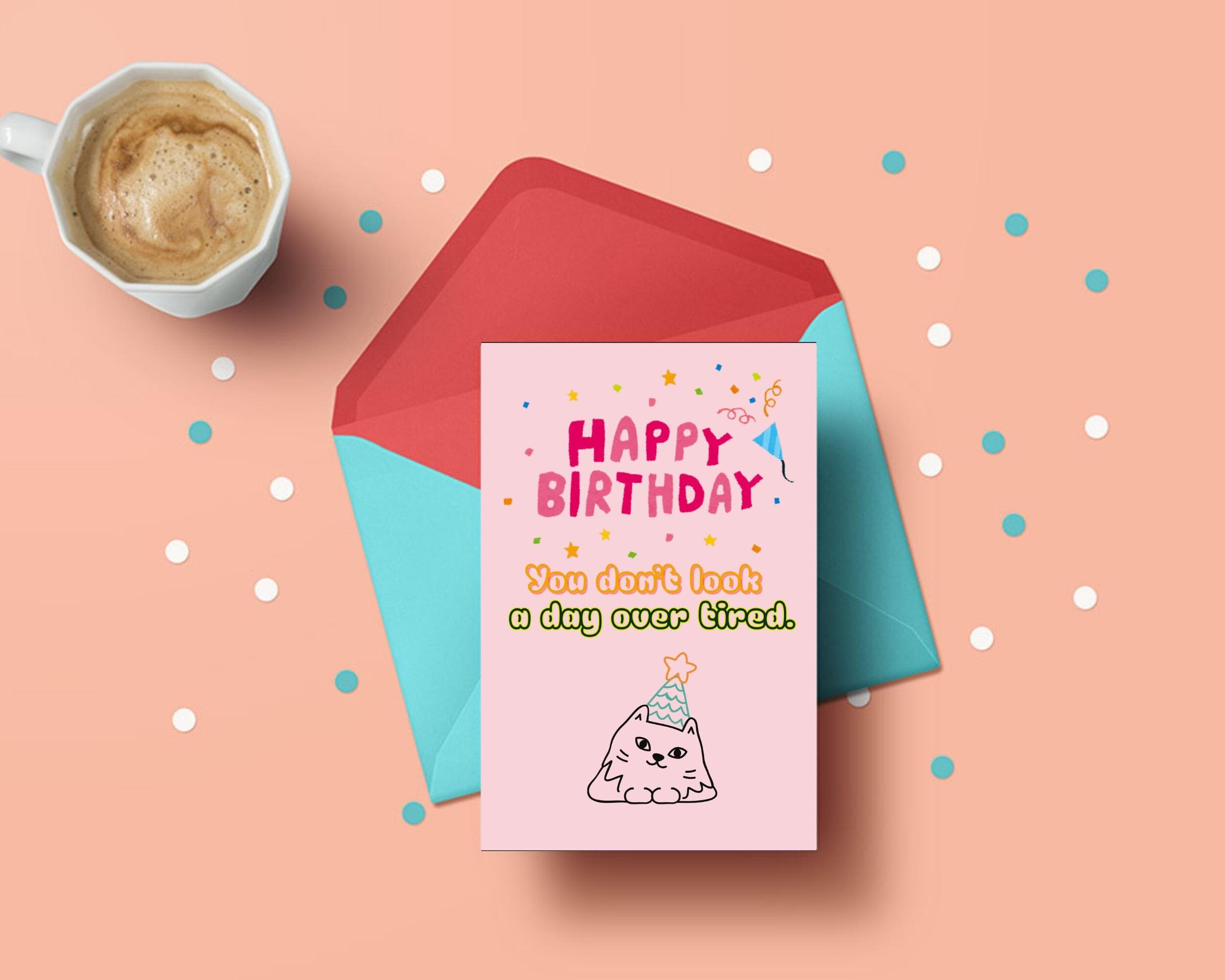 Funny Grumpy Cat Birthday Card – Sarcastic Gift for Cat Lovers (Digital Download)