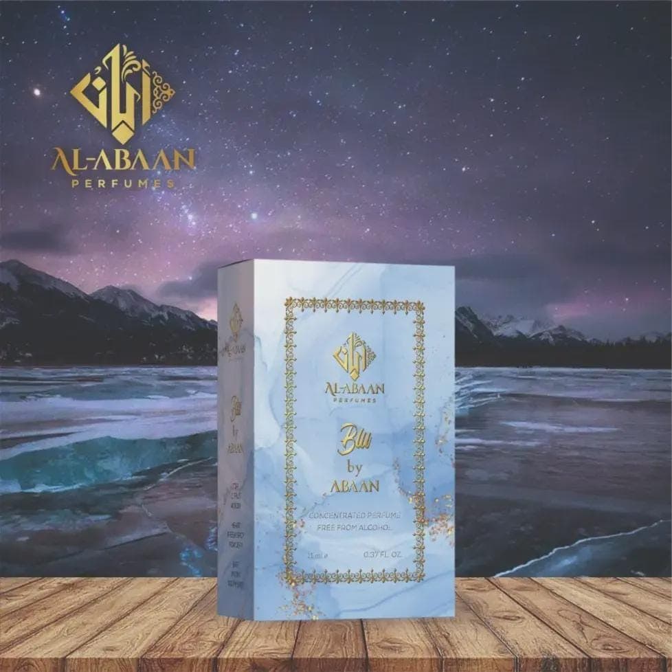 Blu by Abaan Perfume Oil, Citrus Saffron Musk Attar, Alcohol-Free Fragrance