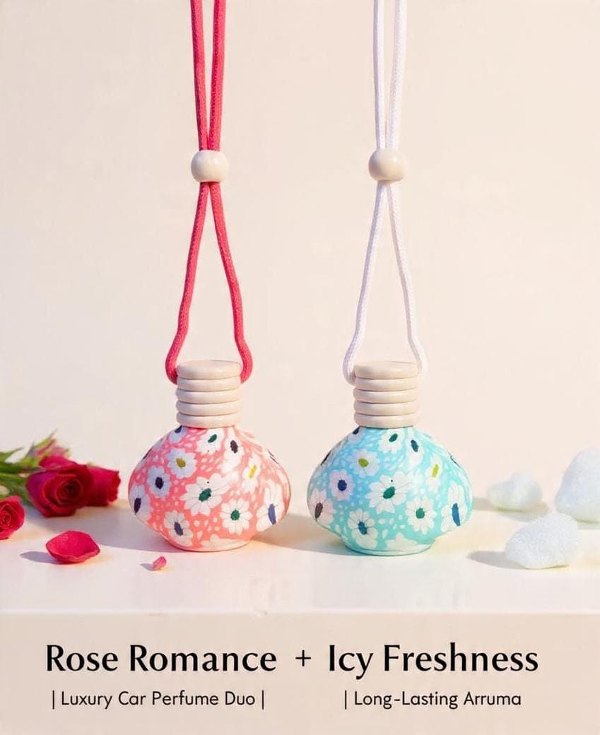 Rose & Icy Breeze combo set of  Car Perfume | Fresh Floral Air Luxury (15ml each)