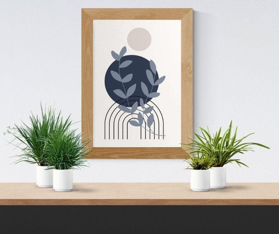 Boho Botanical Wall Art Set, Navy Blue Abstract Prints (Digital Download) - image 4