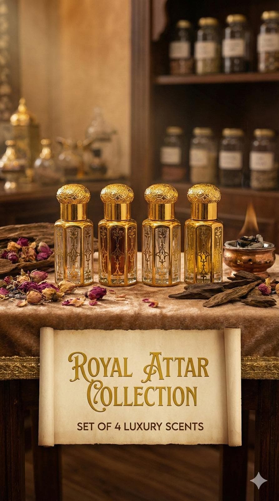 Royal Attar Perfume Oil Collection, Indian Fragrance Gift Set for Valentines - image 3