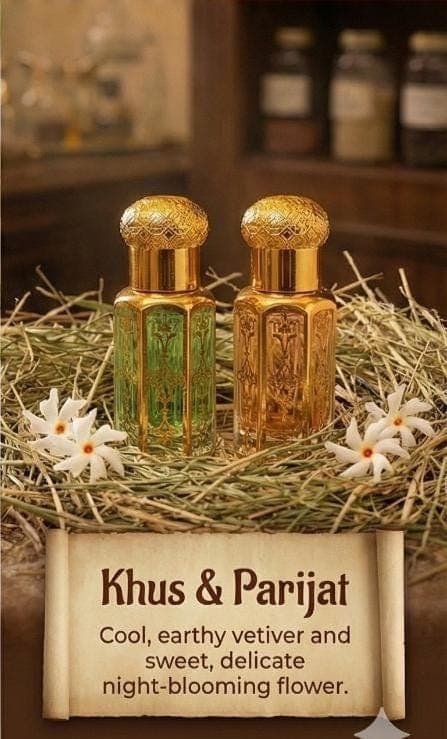 Khus and Parijat Attar combo Set: Natural Vetiver and Night Jasmine Perfume Oils - image 3