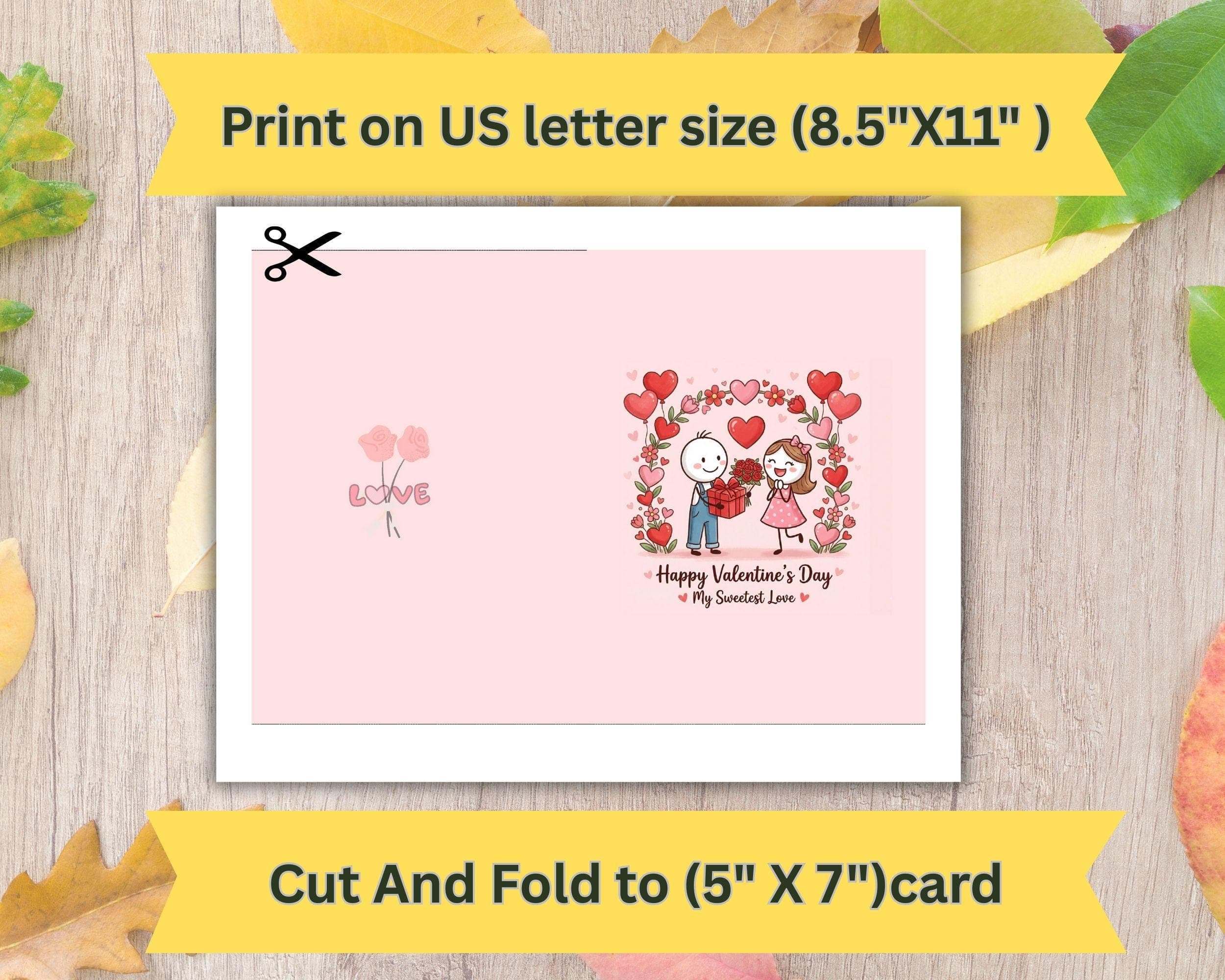 Heart Balloons Valentine's Day Card - Printable 5x7 (Digital Download) - image 3