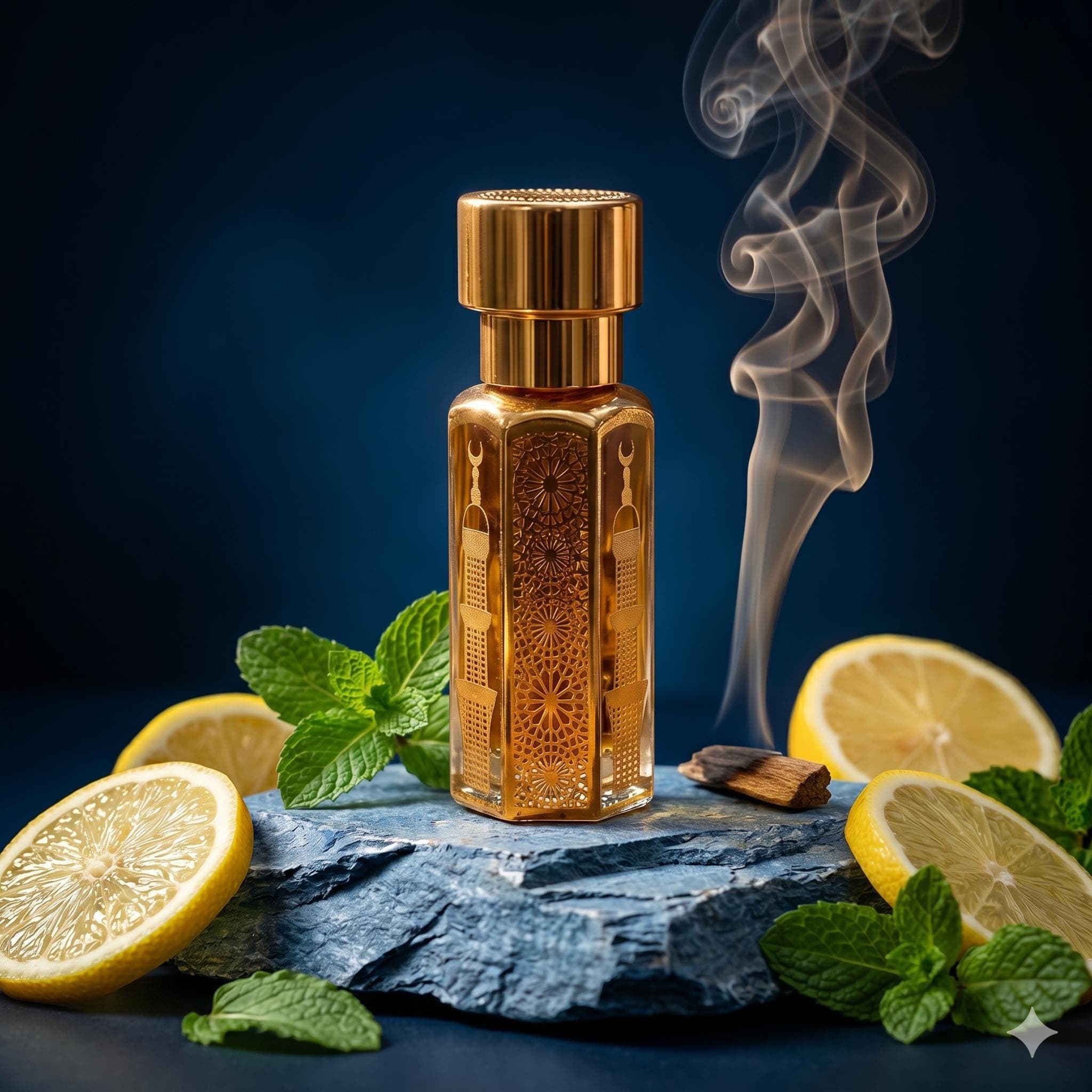 Midnight Azure Attar – Premium Concentrated Oil Perfume – Sophisticated Citrus, Incense & Sandalwood – Long Lasting Blue Fragrance for Men