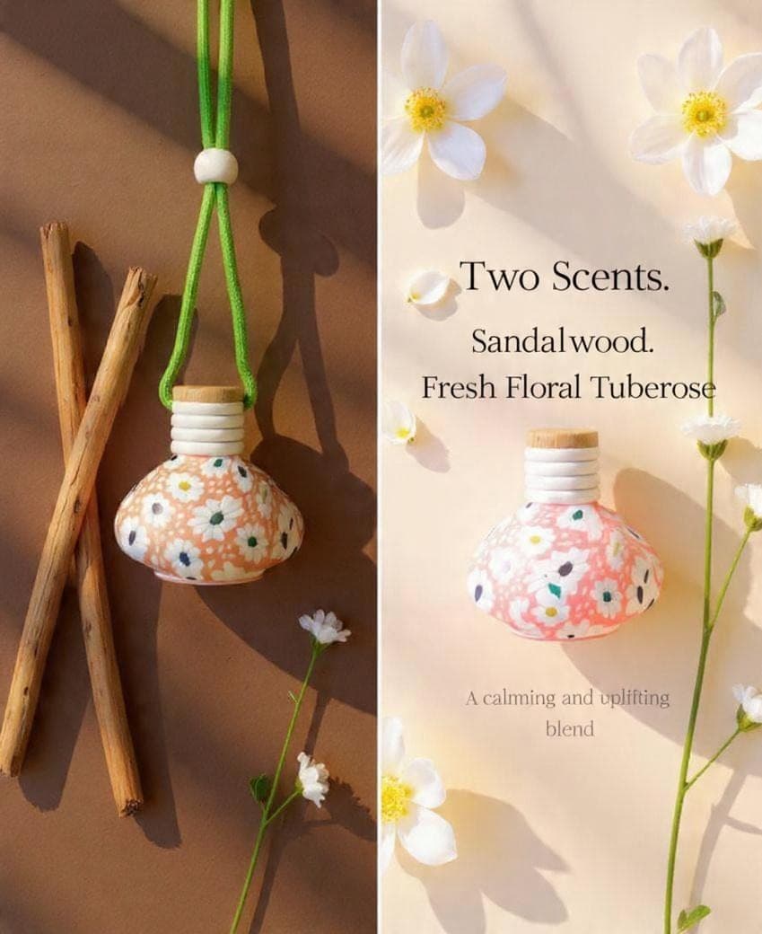 Sandalwood and Tuberose Car Perfume Combo set| Hanging Air Freshener (15ml each) - image 3