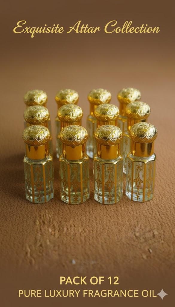 Pack of 12 Clear Glass Perfume Bottles, Light Gold Mist, 11ml