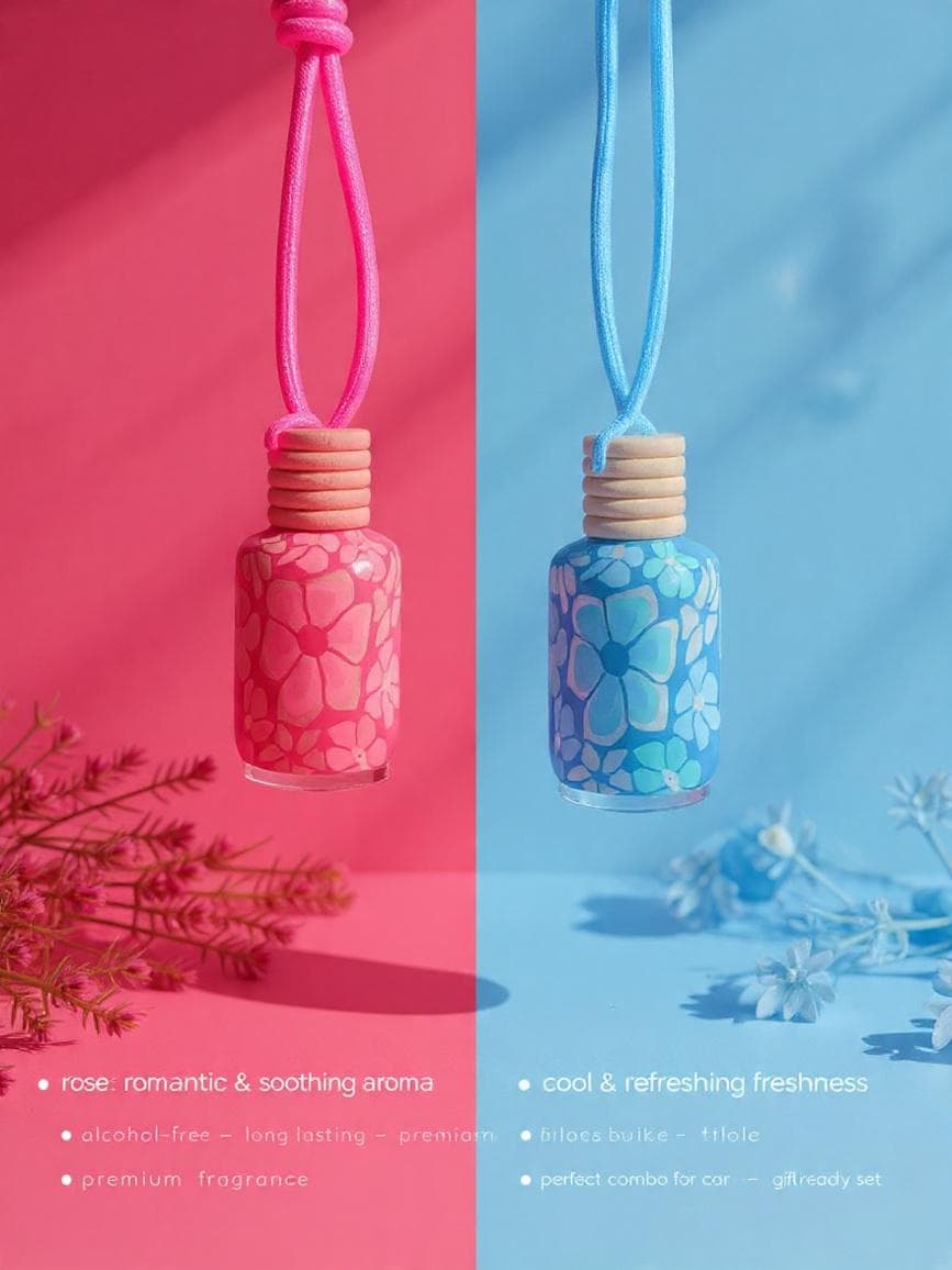 Rose & Icy Breeze combo set of  Car Perfume | Fresh Floral Air Luxury (15ml each) - image 4