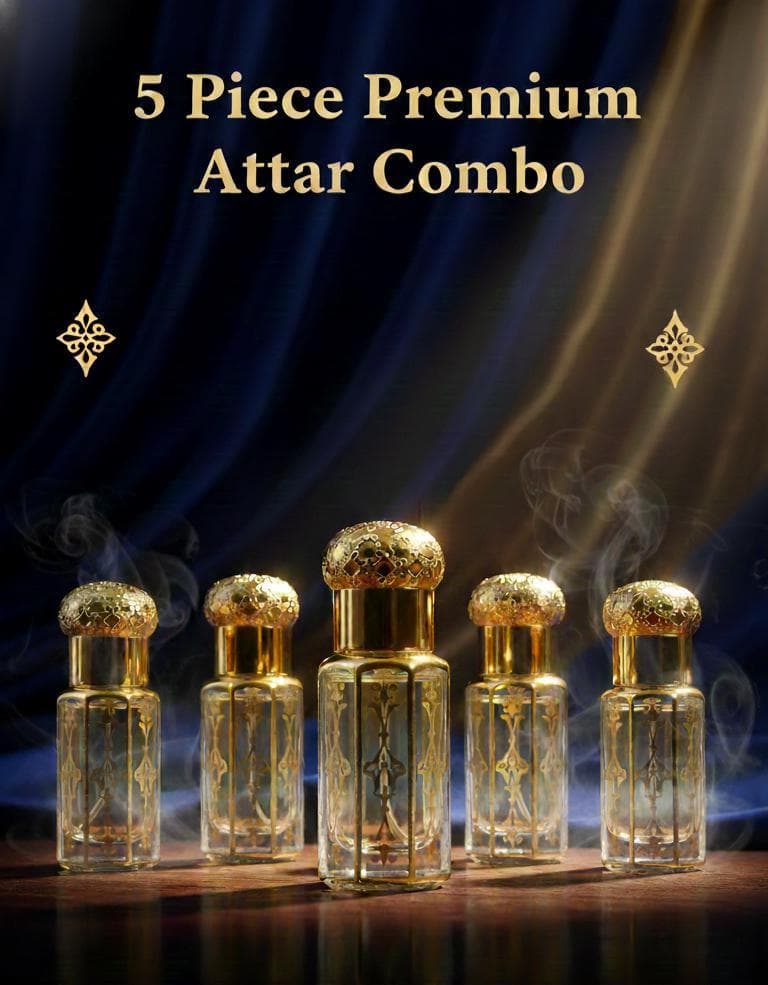 5pc Luxury Men's Attar Set (11ml) -  Long Lasting Alcohol-Free Oil Perfume Gift