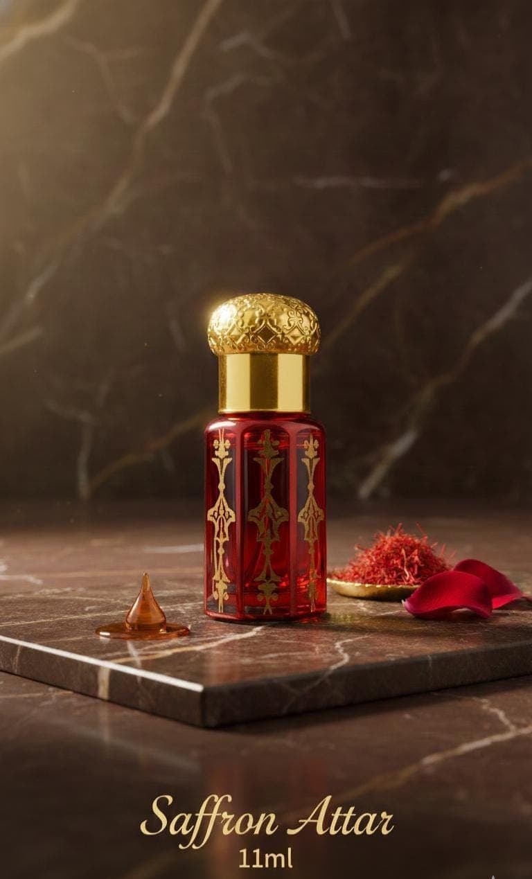 Saffron Attar Perfume Oil, Warm Spicy Arabic Fragrance, Unisex Roll On (11ml) - image 3