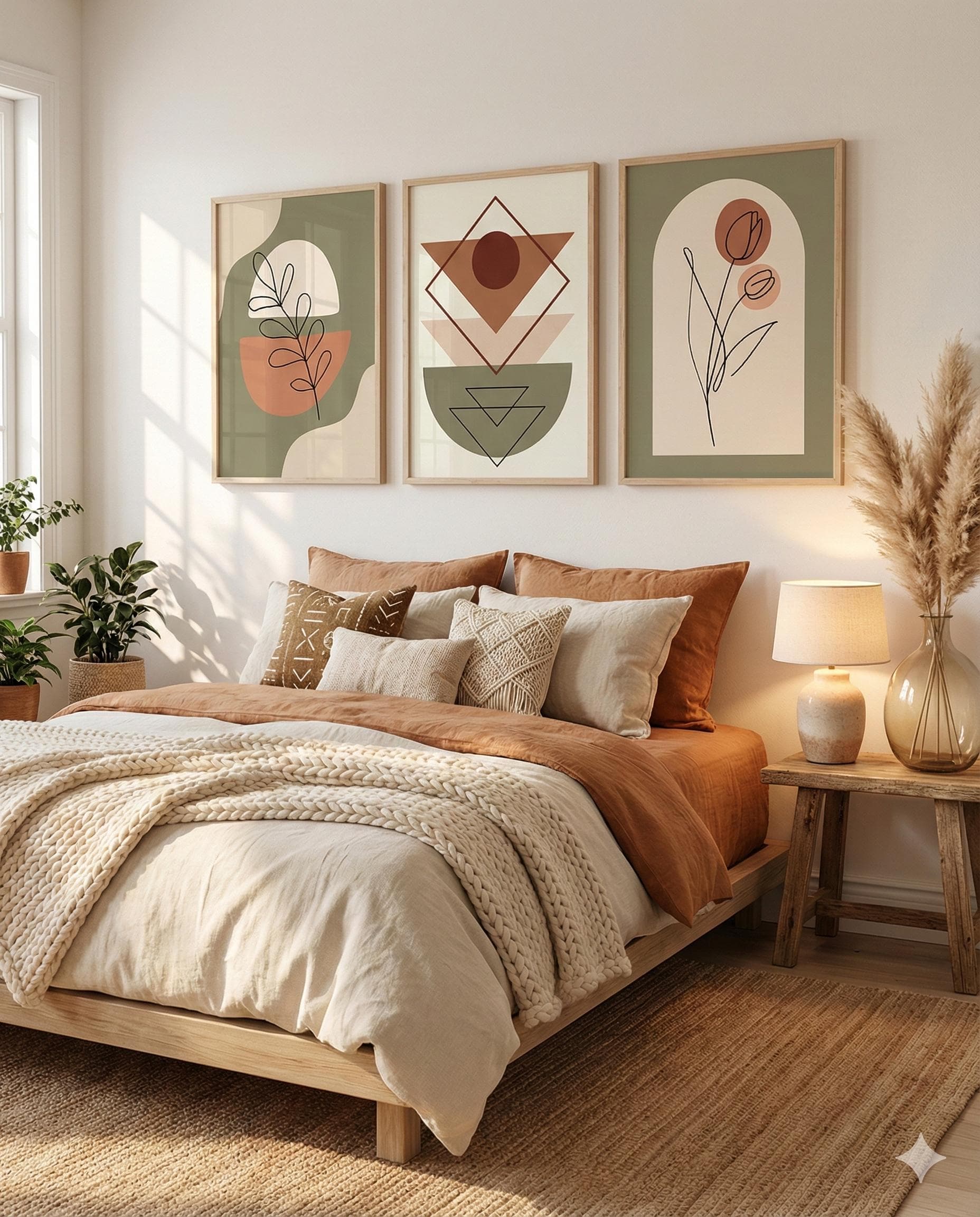 Boho Botanical Wall Art Set, Sage Green Terracotta Prints (Digital Download) - image 3