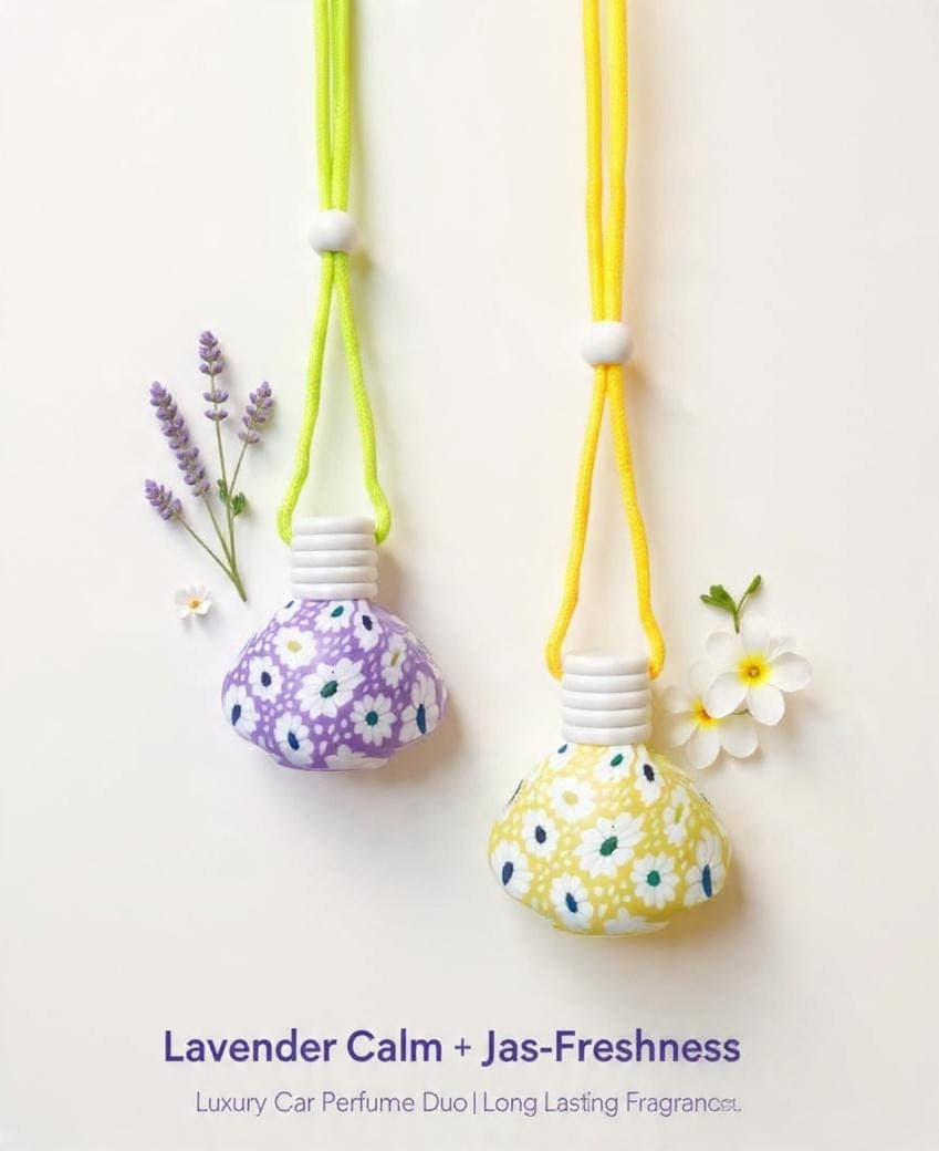 Lavender and Jasmine Car perfume combo set | Long Lasting Aromatherapy Air Freshener - image 3