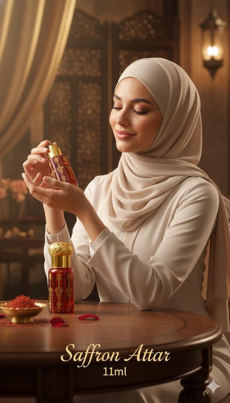Saffron Attar Perfume Oil, Warm Spicy Arabic Fragrance, Unisex Roll On (11ml) - image 4
