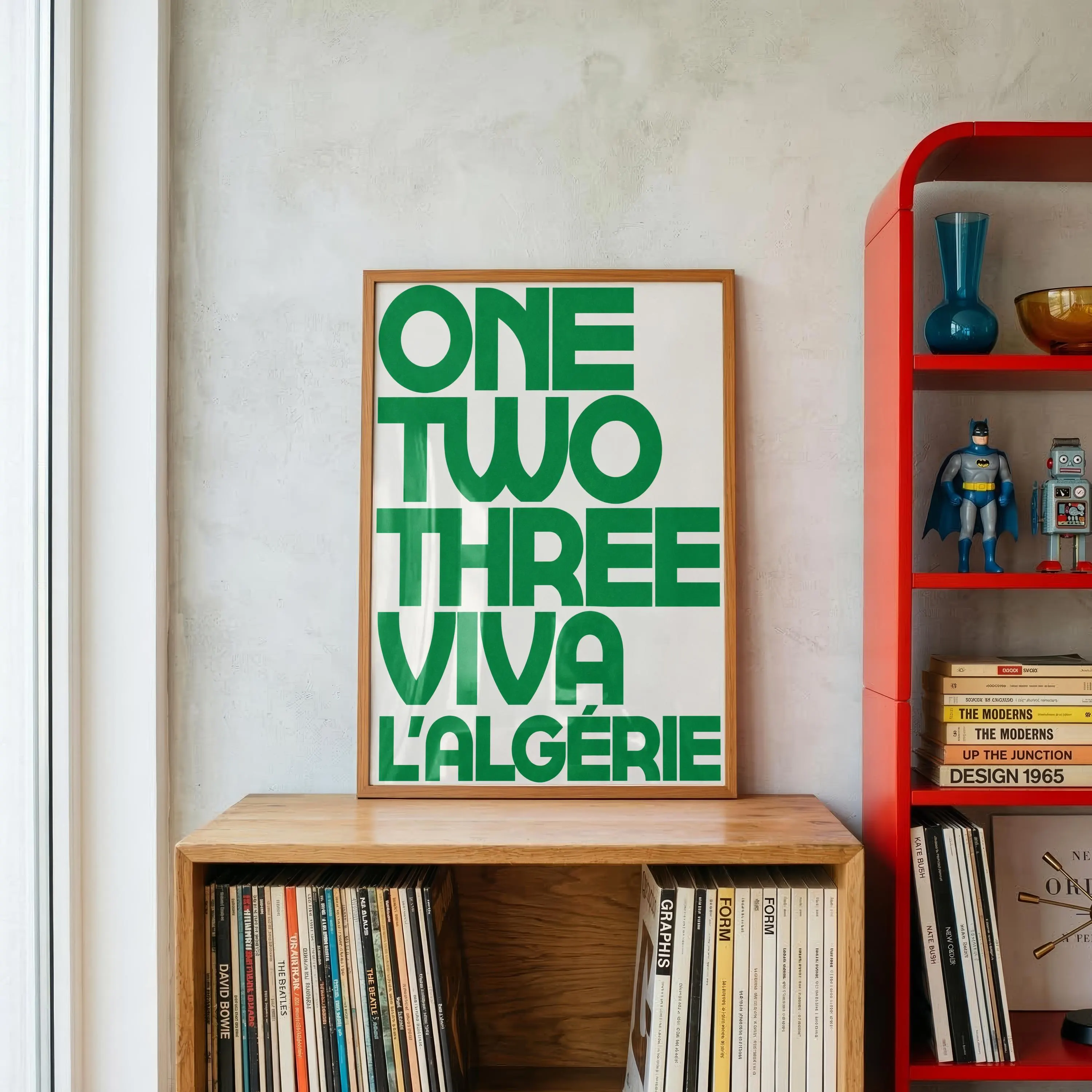 One Two Three Viva L’Algérie Poster | Algerian Pride Wall Art | Algeria Football Decor | Modern Retro Poster | Maghrebi Art Print | DZ Power