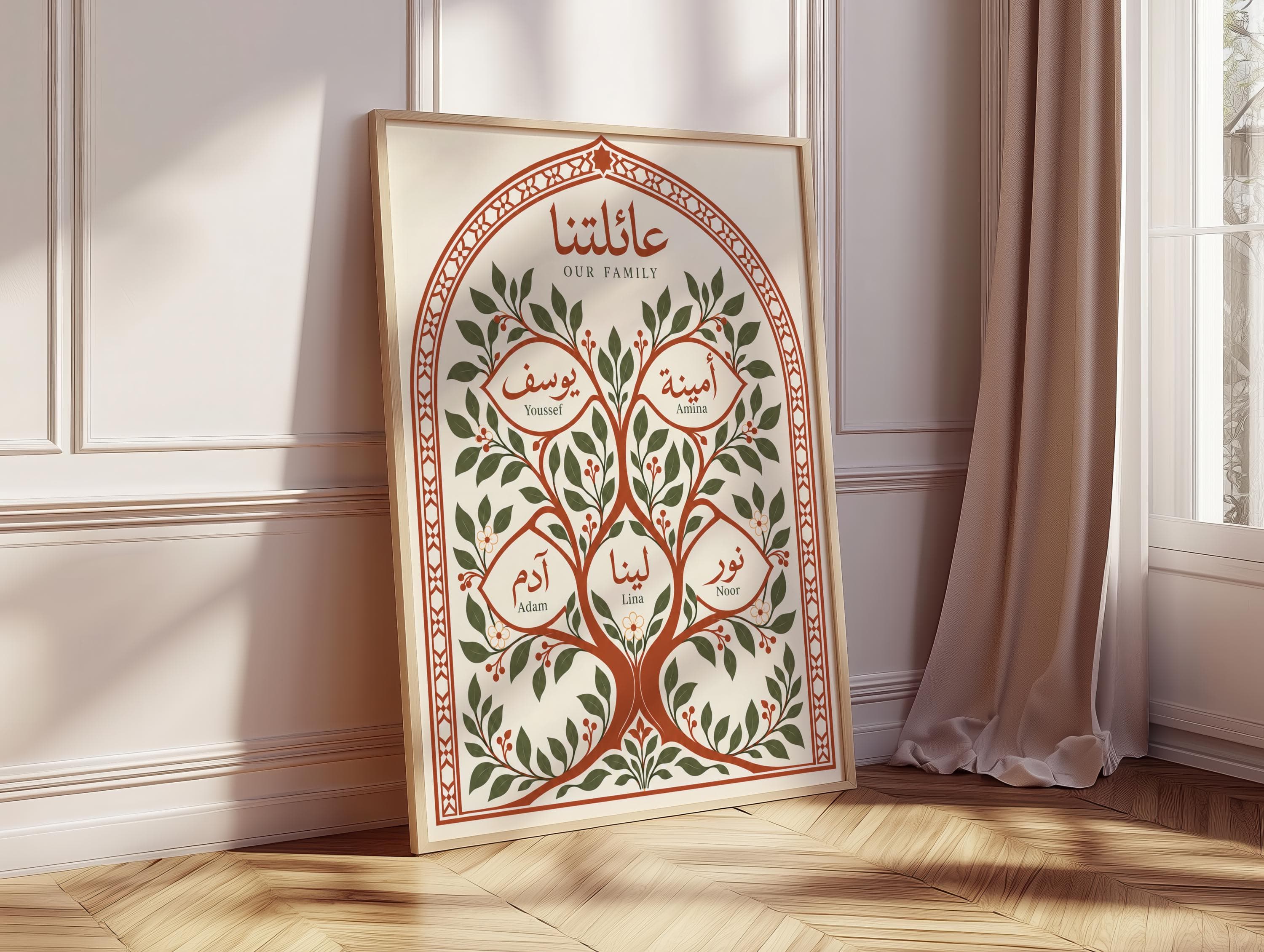 Personalized Arabic Family Tree Poster | Custom Arabic Name | Arabic Home Wall Art |  Muslim Decor | Calligraphy | Personalized Family Gift - image 4