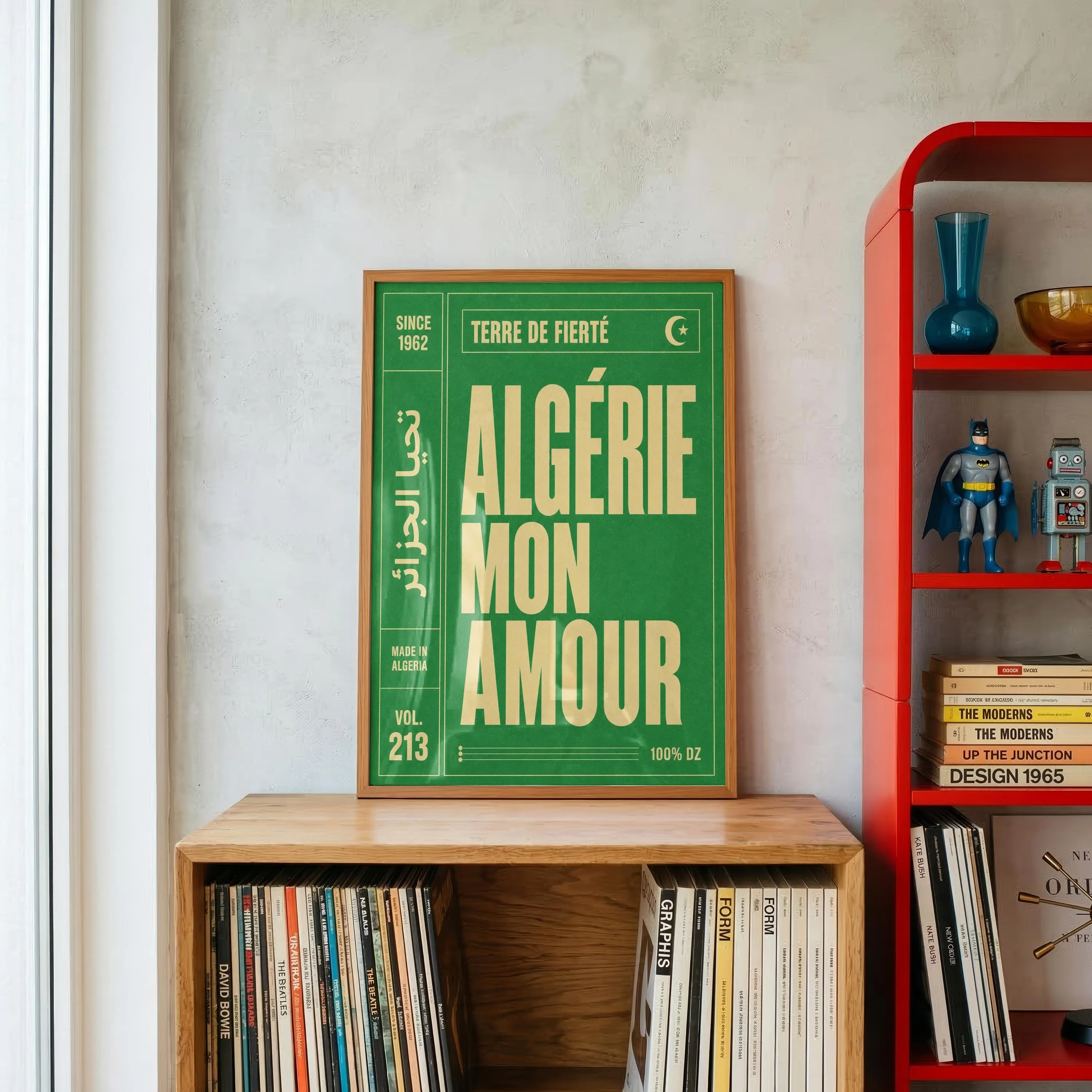 Algérie mon amour poster | Algerian Pride | Retro Arabic Typography | Bedroom Wall Decor | North African | Graphic Design | Minimalist Print