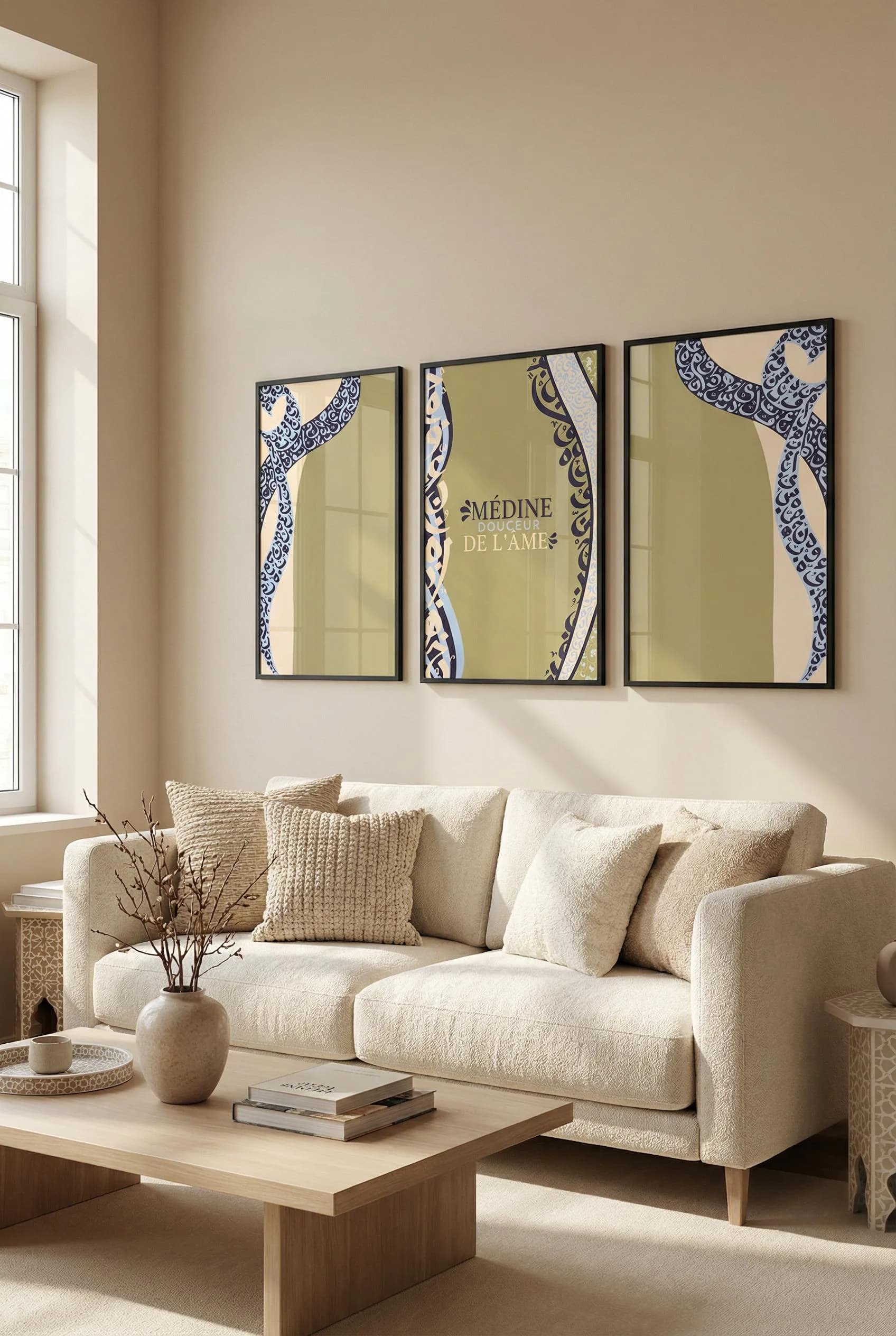 Islamic Wall Art Set of 3 Posters – Medina “Softness of the Soul”, Arabic Calligraphy Posters - Muslim Decor, Set Medine - Digital Download - image 3