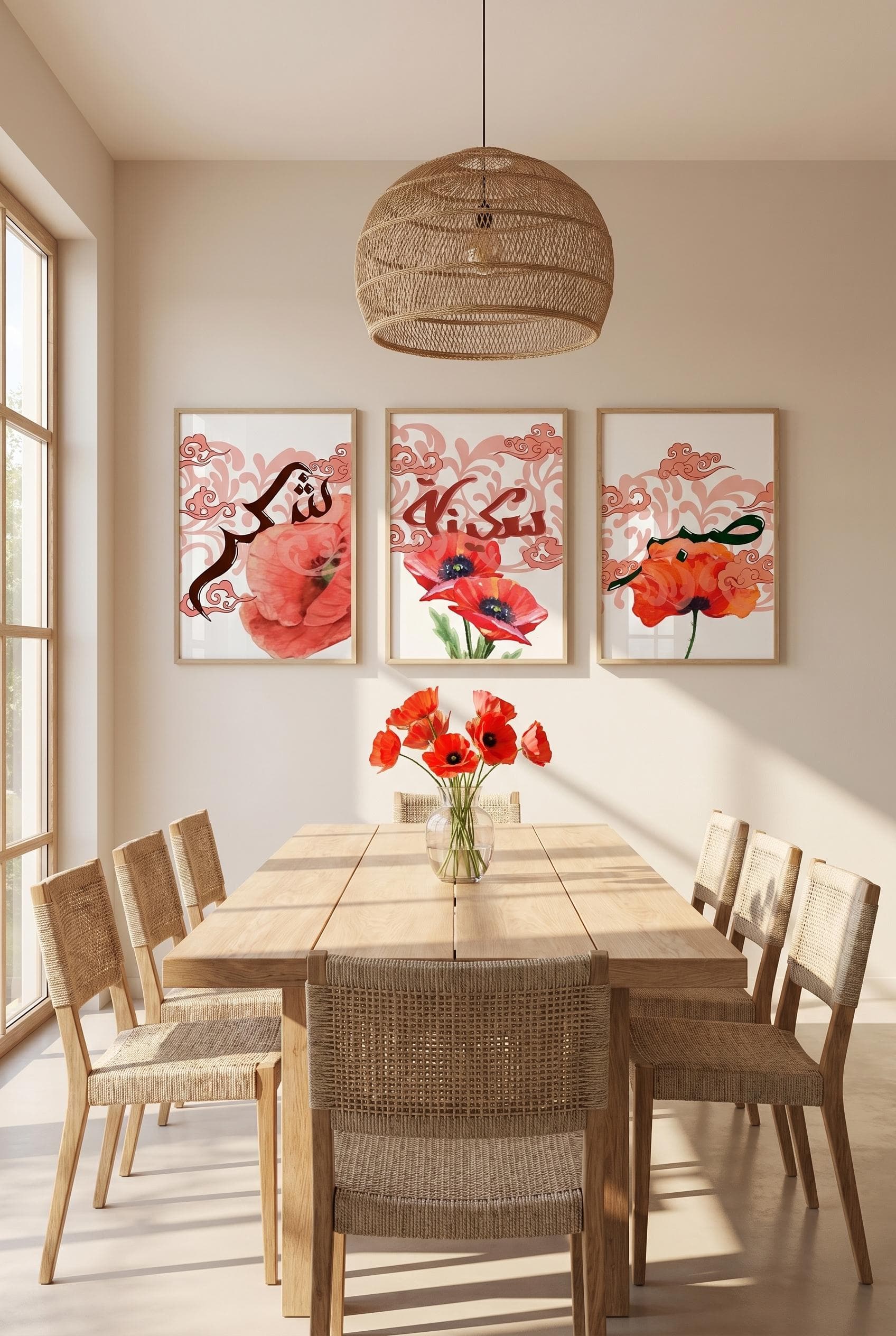 Set of 3 Islamic Wall Art Printable | Arabic Calligraphy Bundle | Sabr Shukr Sakina Posters | Modern Muslim Home Decor | Printable Art - Red - image 3