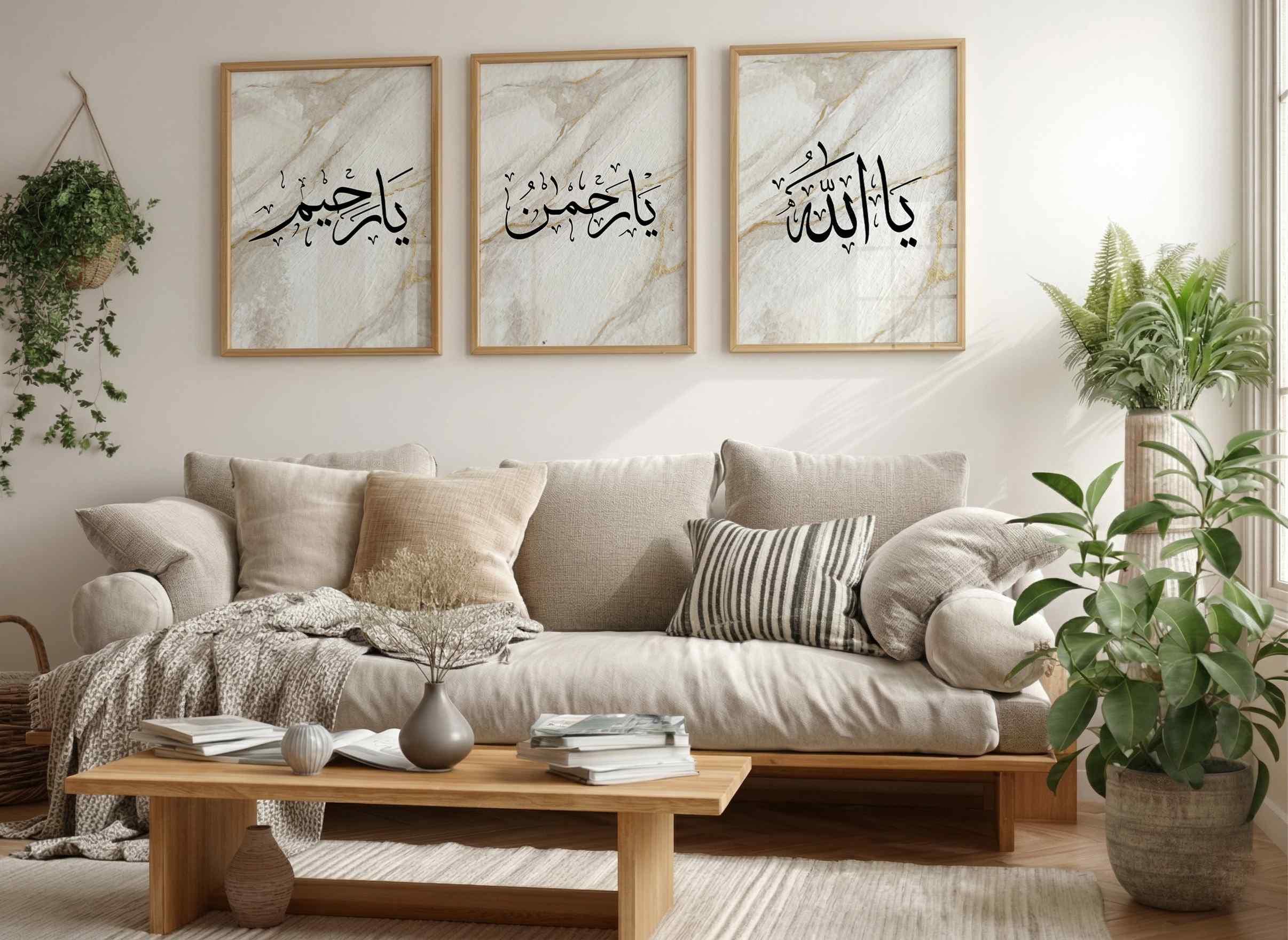 Islamic Wall Art Set | Ya Allah, Rahman, Raheem Arabic Calligraphy (Digital Download) - image 4