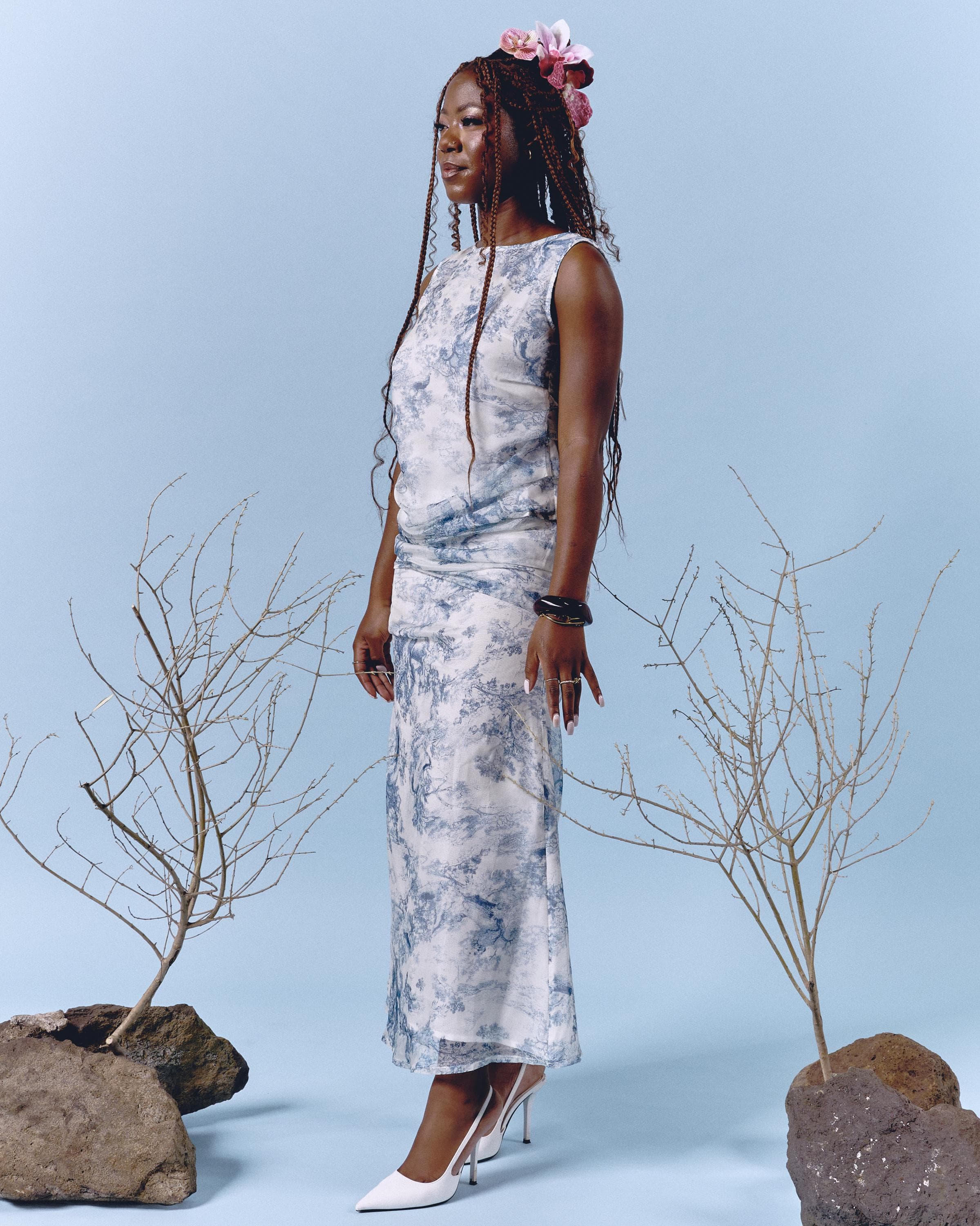Draped Two-Piece Set: Marble Print Dress or Pants - image 4