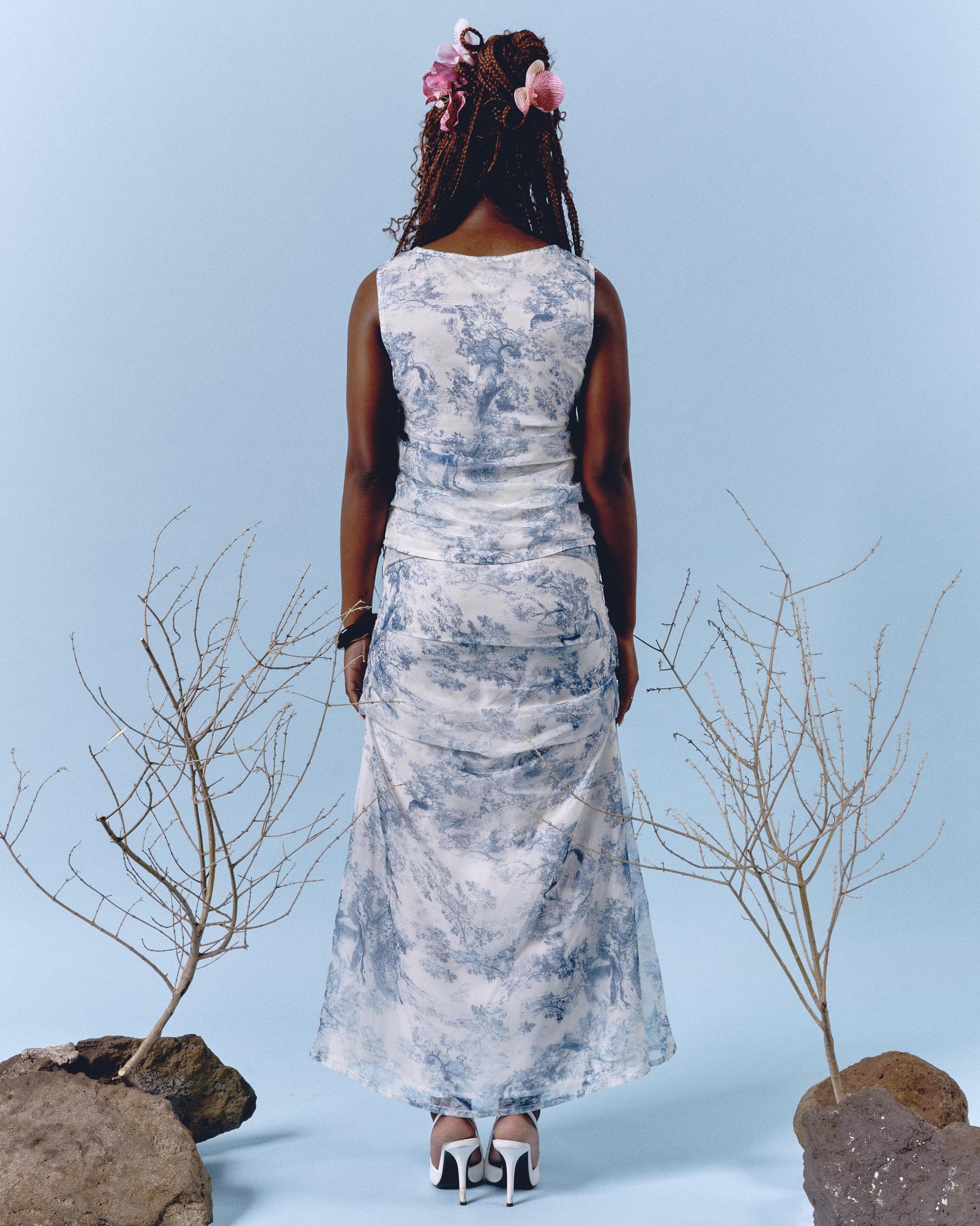 Draped Two-Piece Set: Marble Print Dress or Pants - image 5