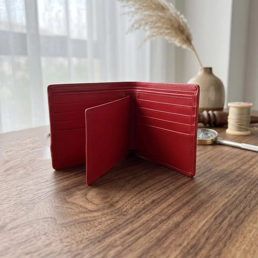 Genuine Stingray Leather Bifold Wallet, Row-Stone Spine Texture, Exotic Pearl Beads (11x9cm) - image 4