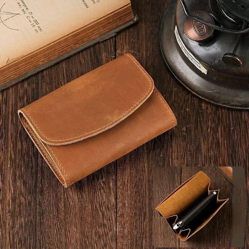 Handmade Crazy Horse Leather Card Holder, Minimalist Vintage Slim Wallet for Men & Women - image 4