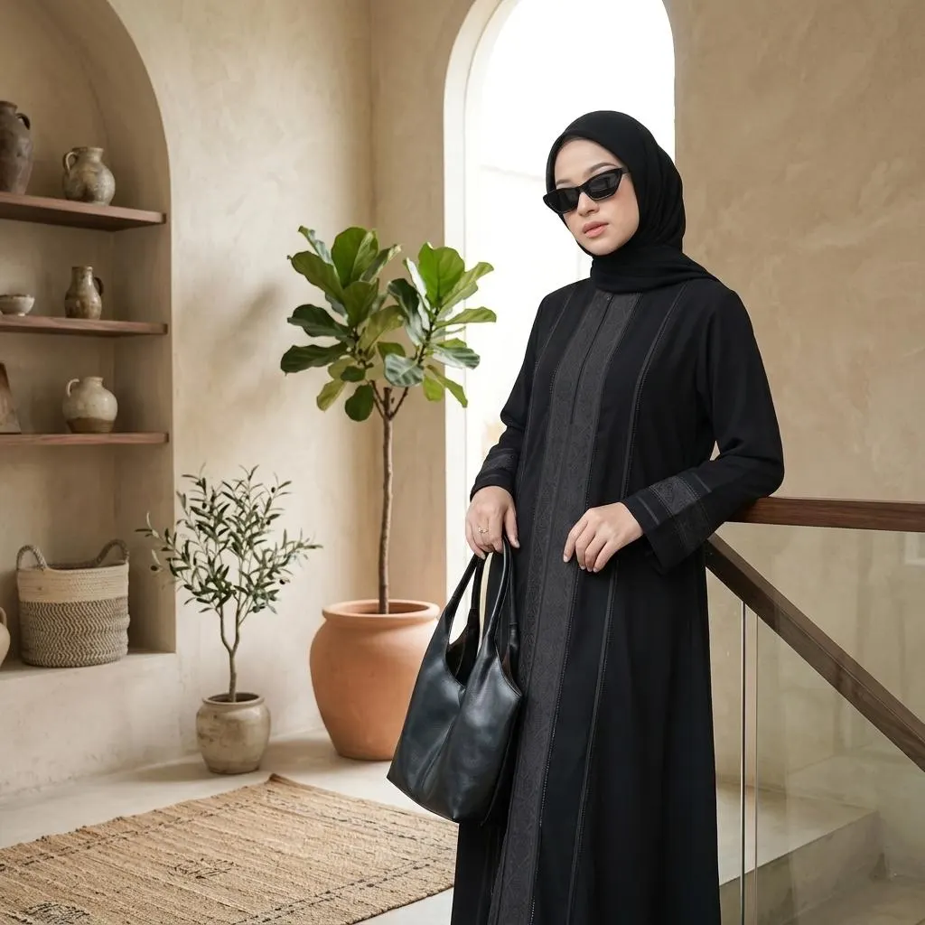 Black Turkish Abaya: Jetblack Kaftan with Beaded Embroidery for Modest Occasions - image 3