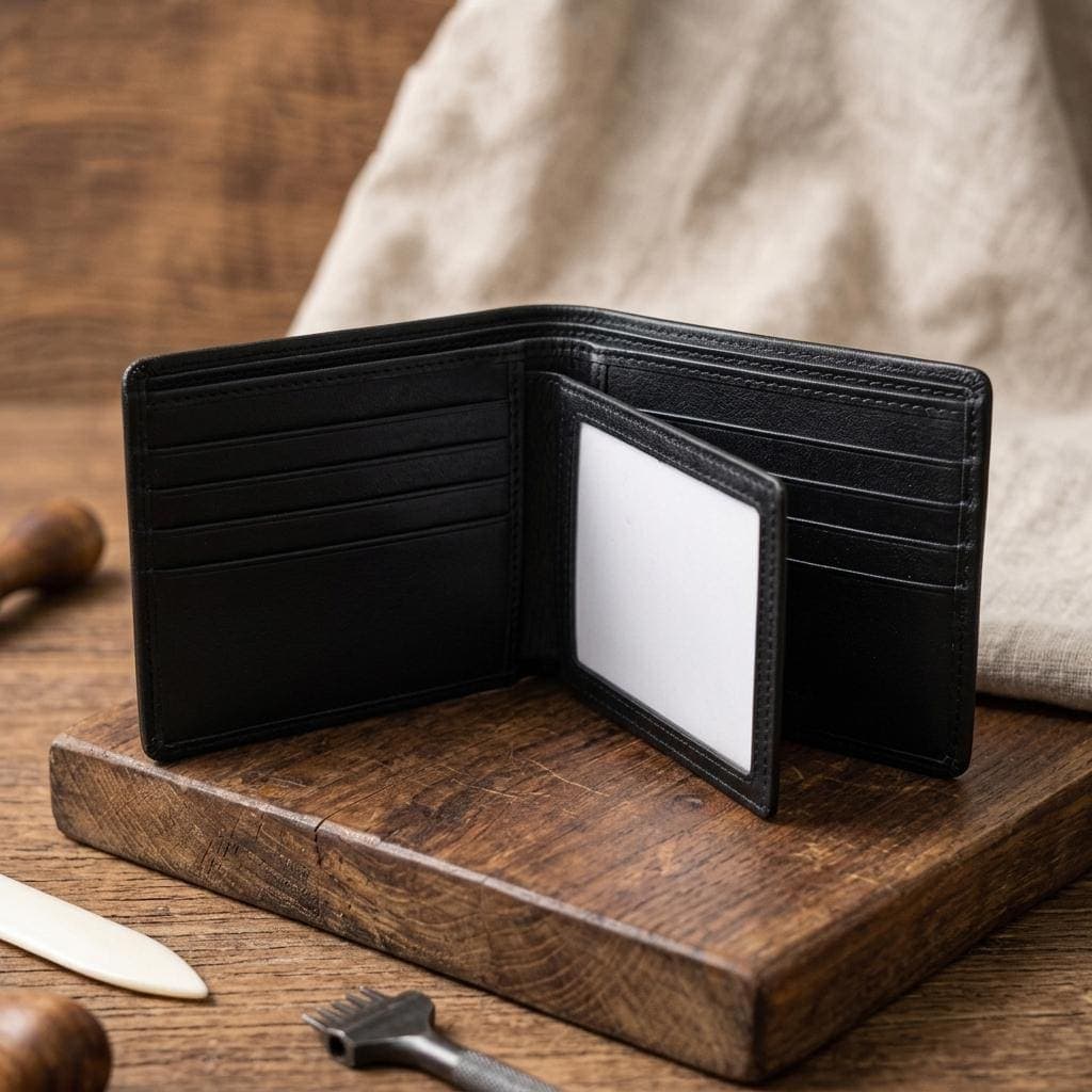 Genuine Stingray Leather Bifold Wallet, Row-Stone Spine Texture, Exotic Pearl Beads (11x9cm) - image 5