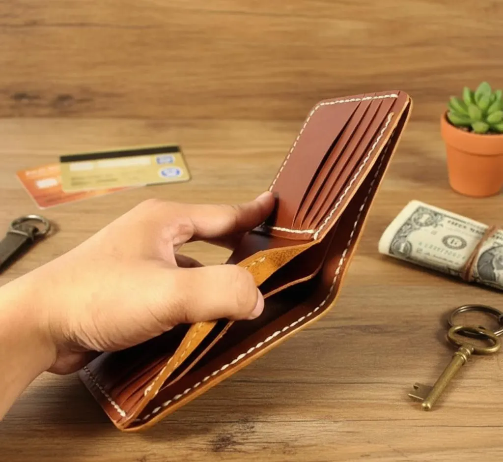 Handmade Green Stingray Leather Bifold Wallet, Luxury Exotic Fish Skin - image 2