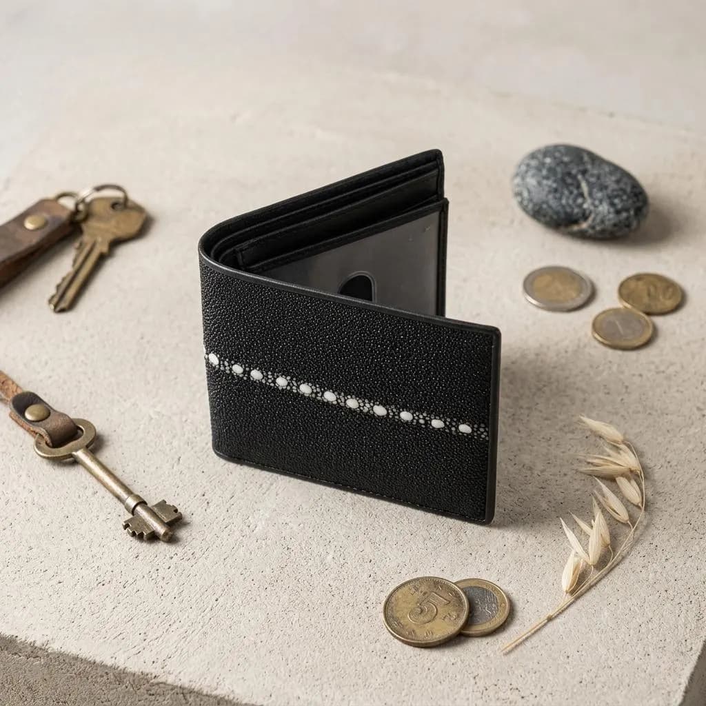Handmade Thorny Stingray Leather Bifold Wallet, Exotic Brown Wallet - image 3